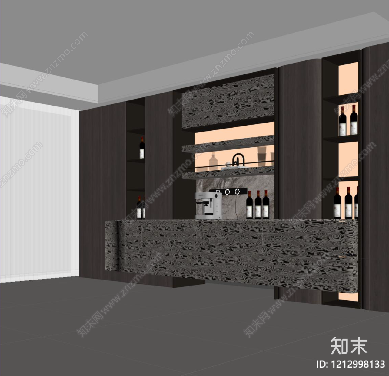 极简酒柜SU模型下载【ID:1212998133】