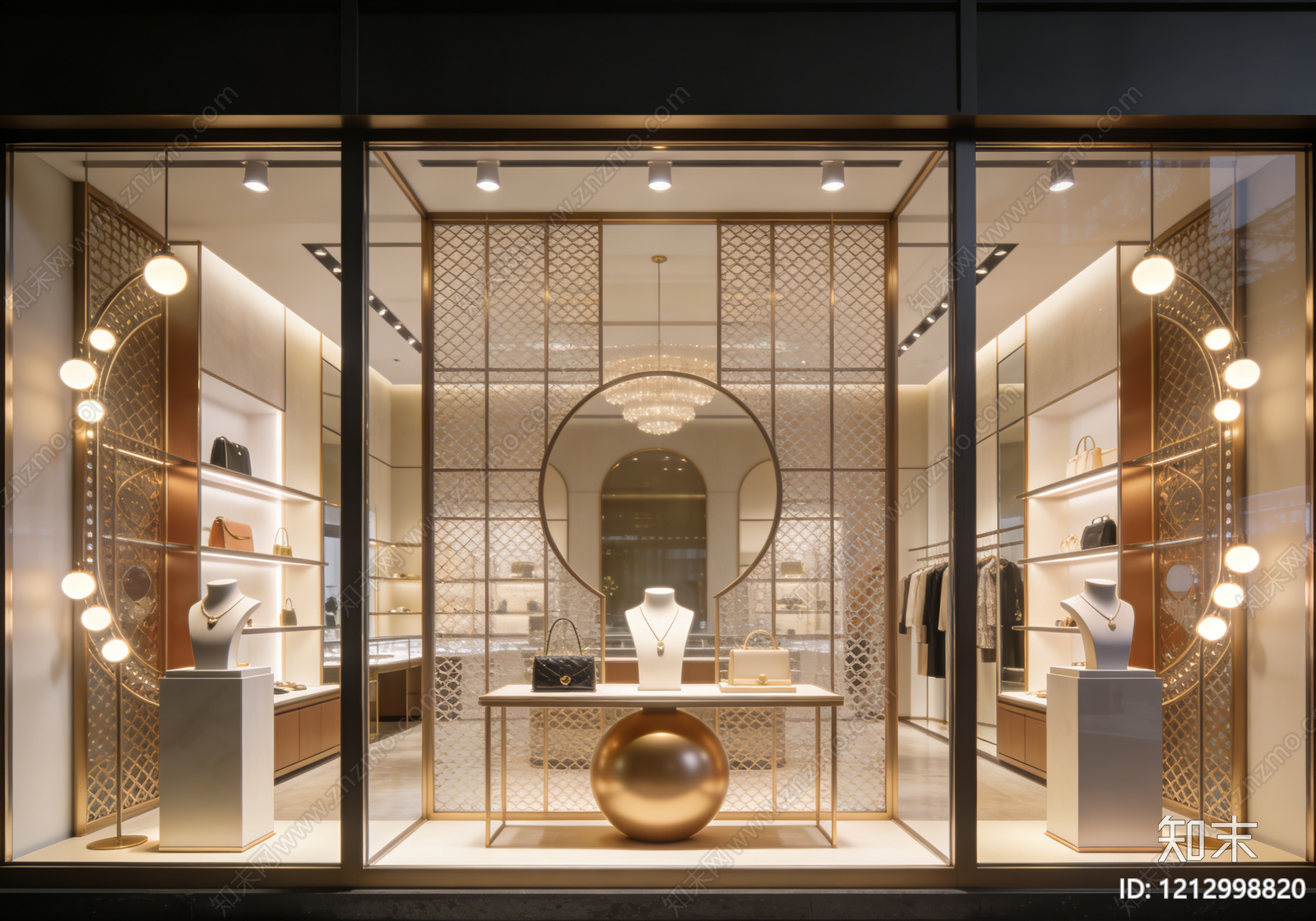 新中式现代橱窗贴图下载【ID:1212998820】