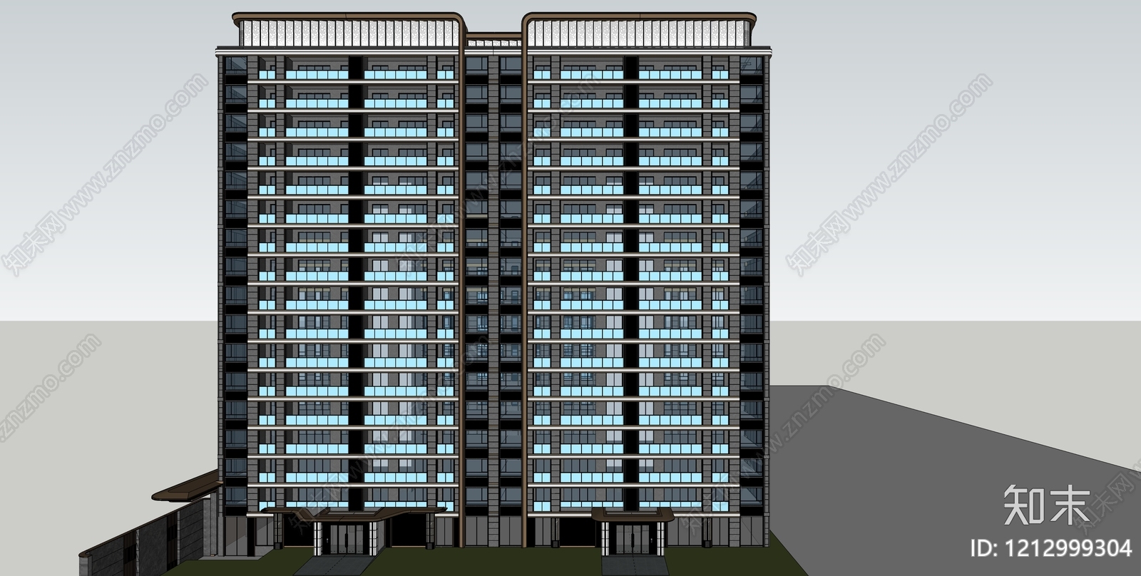 现代轻奢高层住宅SU模型下载【ID:1212999304】
