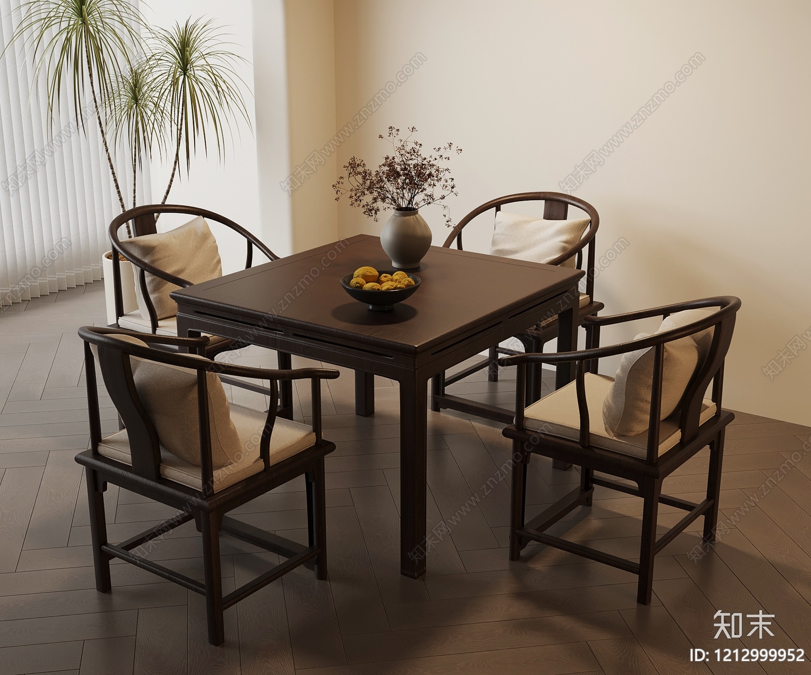 新中式餐桌椅3D模型下载【ID:1212999952】