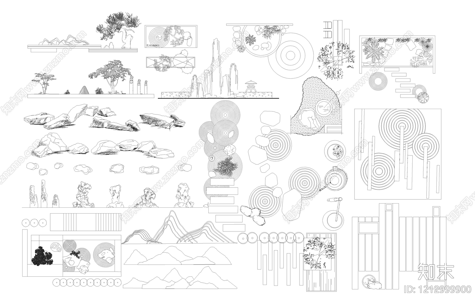 新中式综合景观小品施工图下载【ID:1212999900】