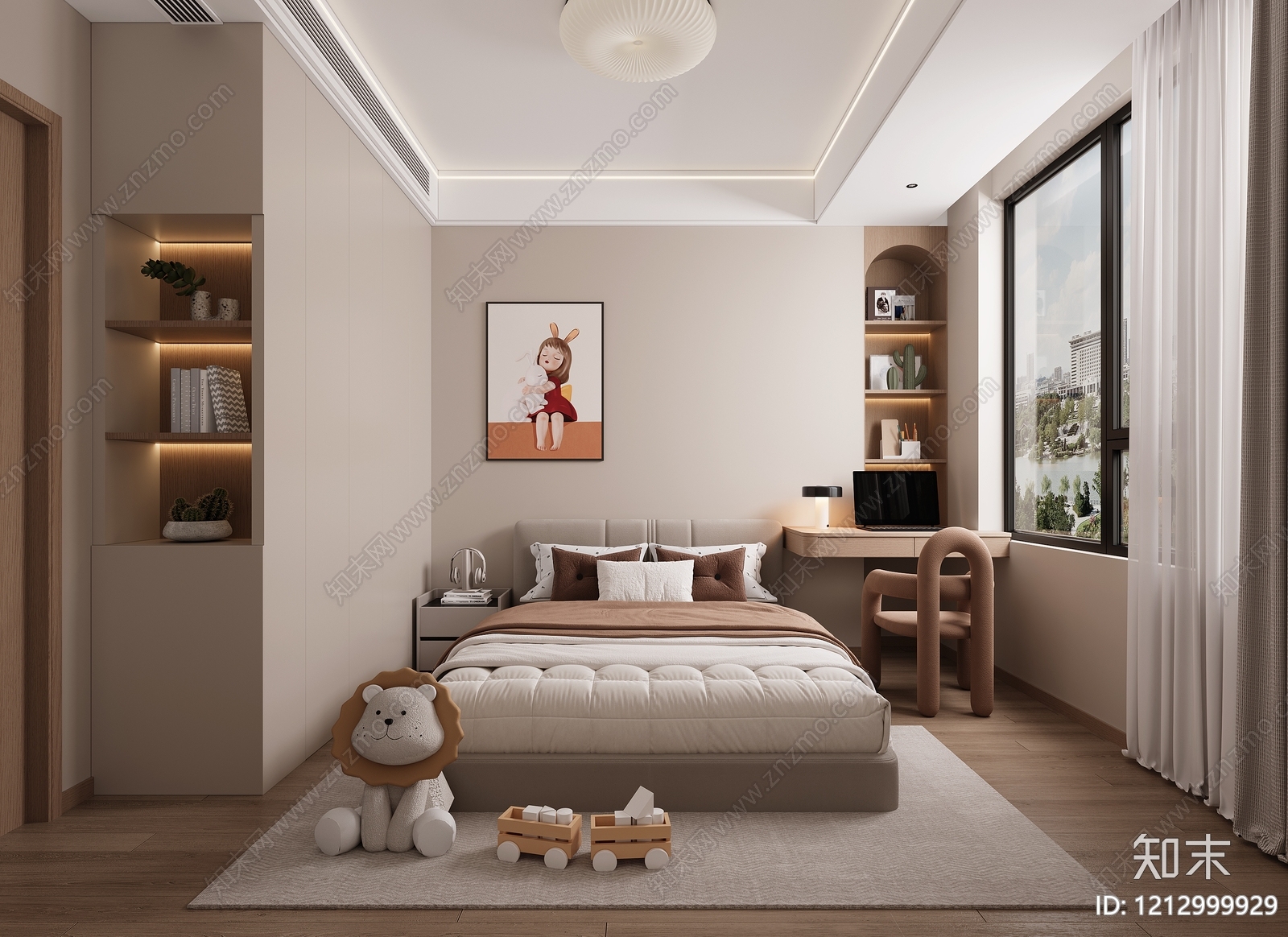 奶油风女孩房3D模型下载【ID:1212999929】