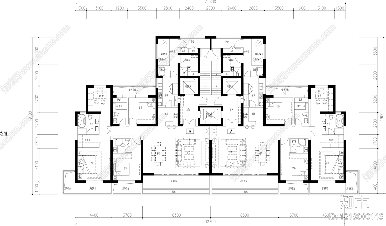 现代轻奢住宅楼建筑施工图下载【ID:1213000146】