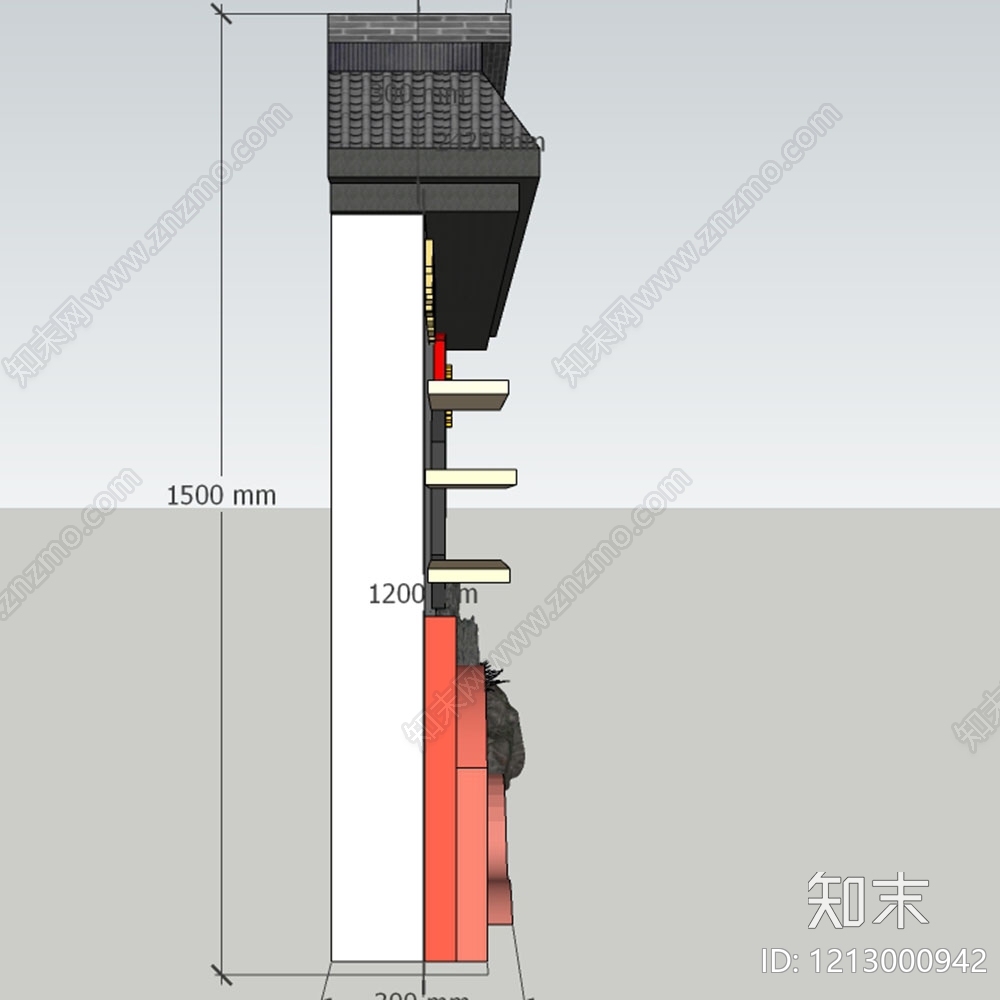 新中式景墙SU模型下载【ID:1213000942】