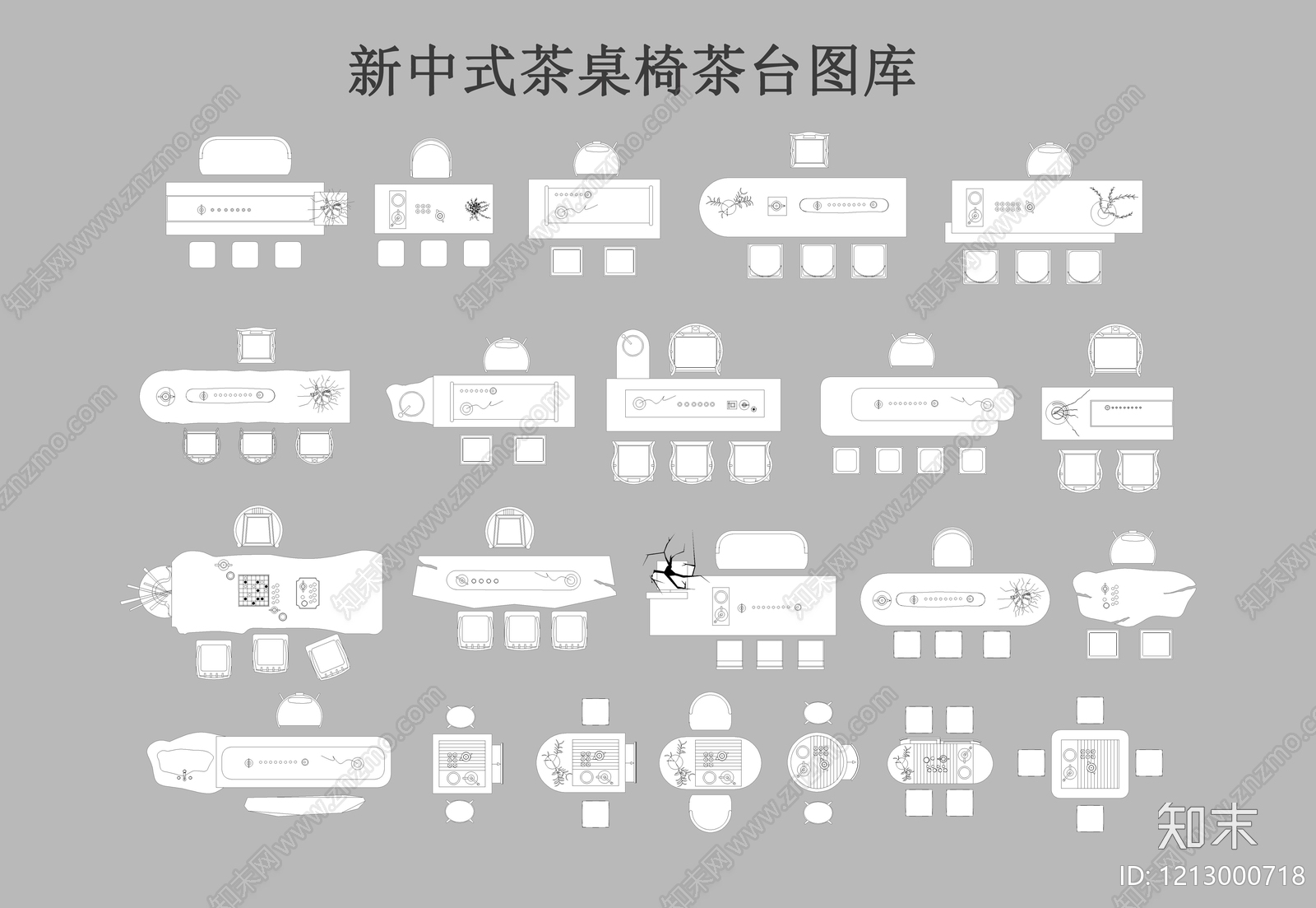 新中式桌椅施工图下载【ID:1213000718】