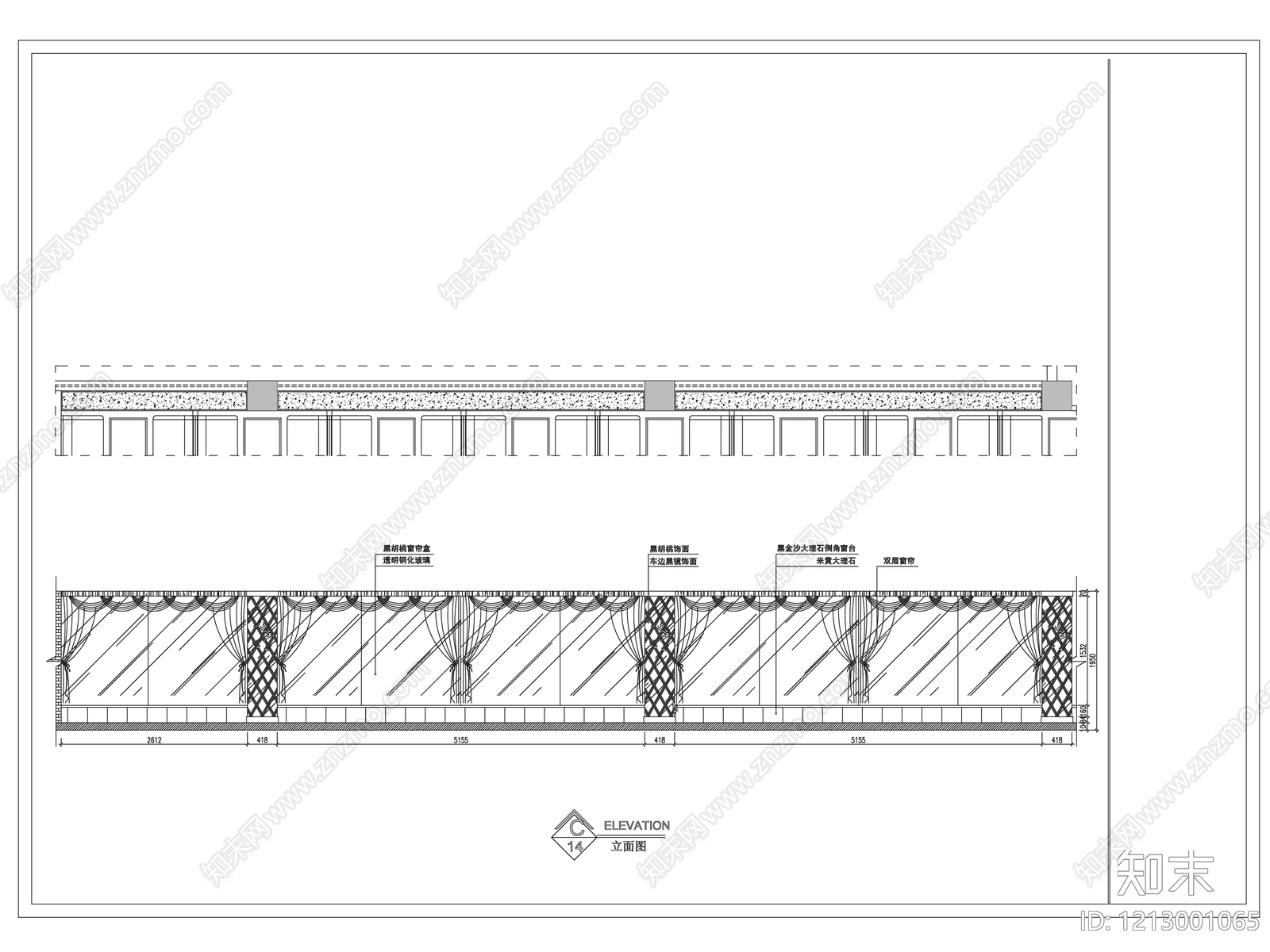欧式窗帘施工图下载【ID:1213001065】