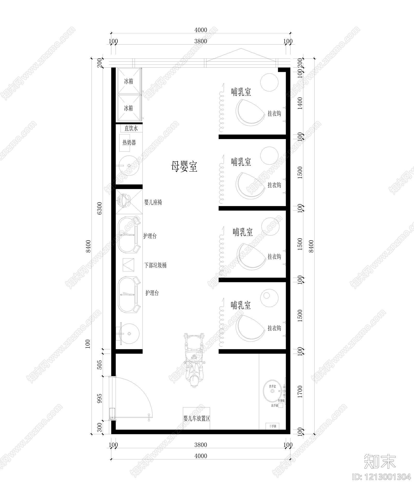 现代母婴室施工图下载【ID:1213001304】