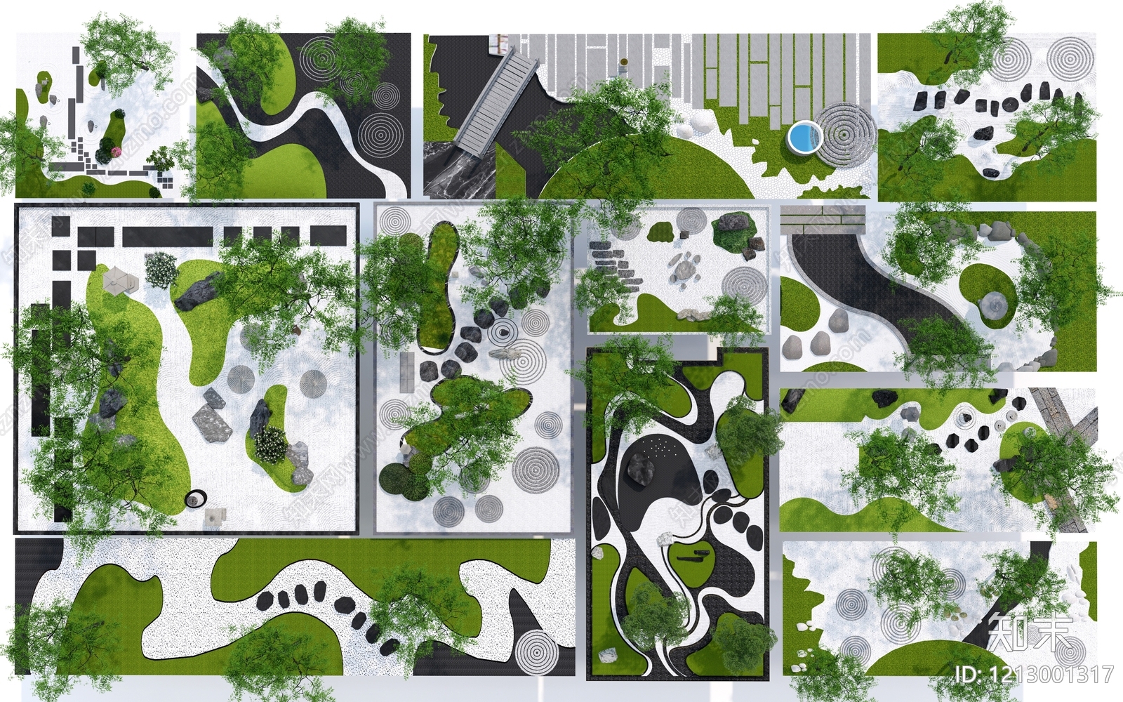 日式枯山水微地形SU模型下载【ID:1213001317】