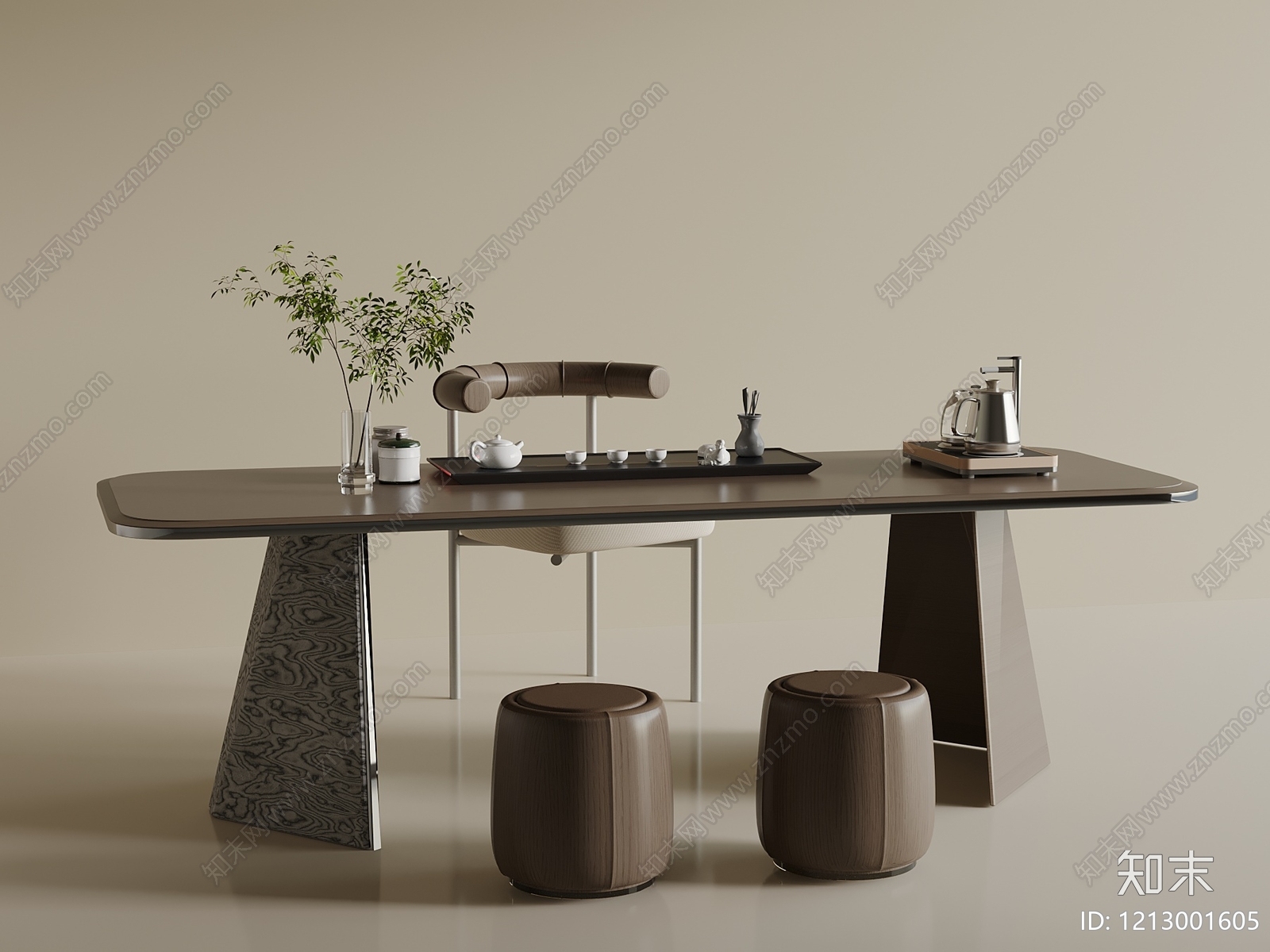 新中式茶桌椅3D模型下载【ID:1213001605】