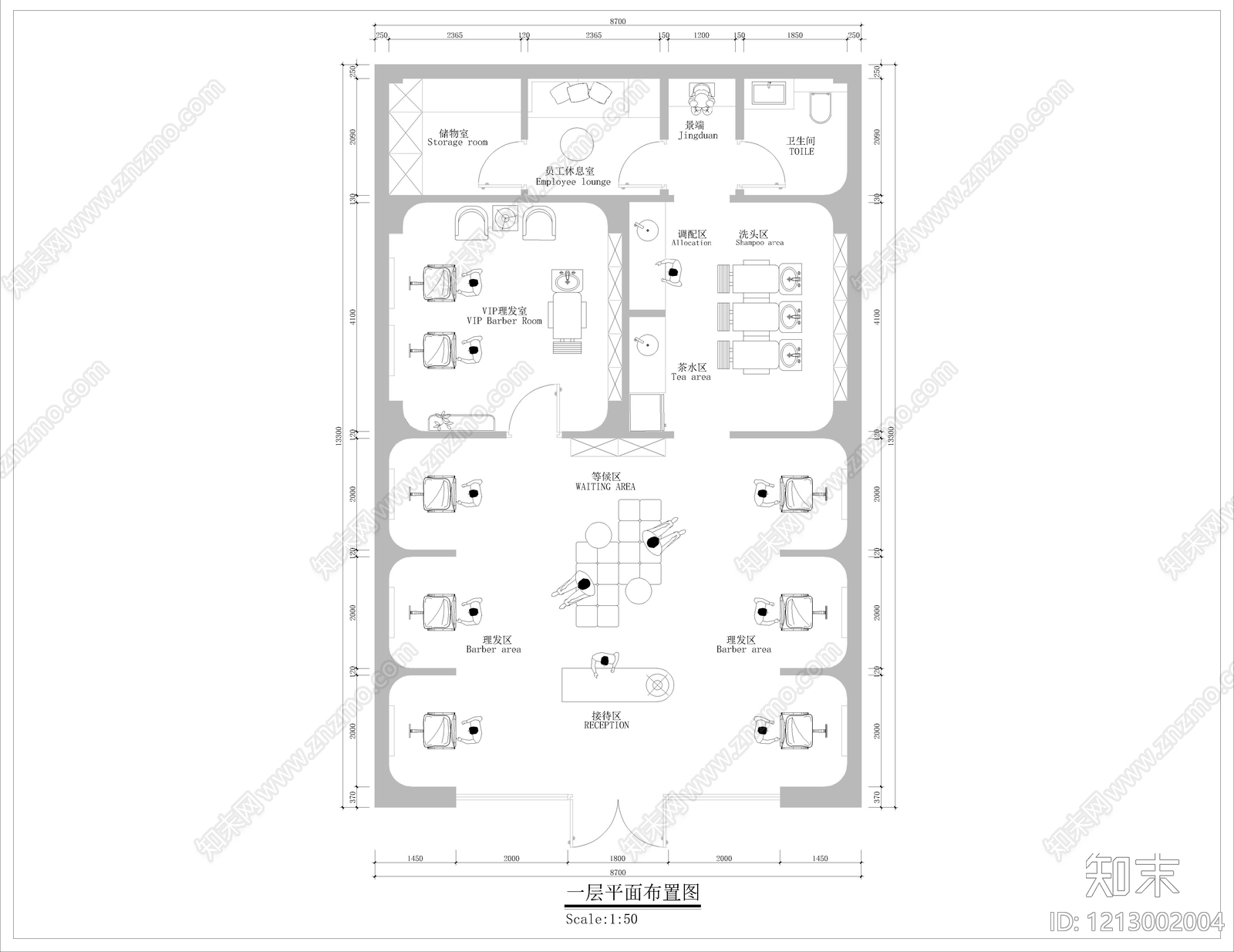 现代理发店cad施工图下载【ID:1213002004】