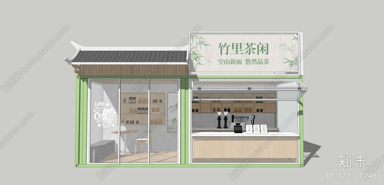 新中式售卖亭SU模型下载【ID:1213002486】