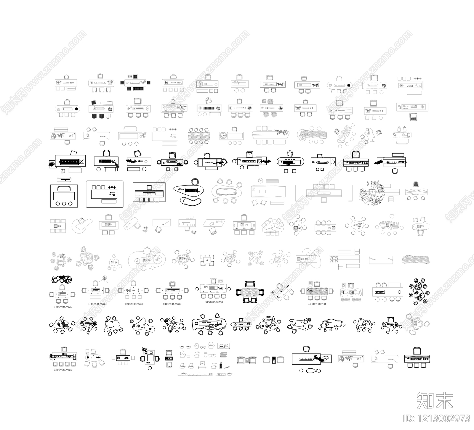 现代桌椅施工图下载【ID:1213002973】