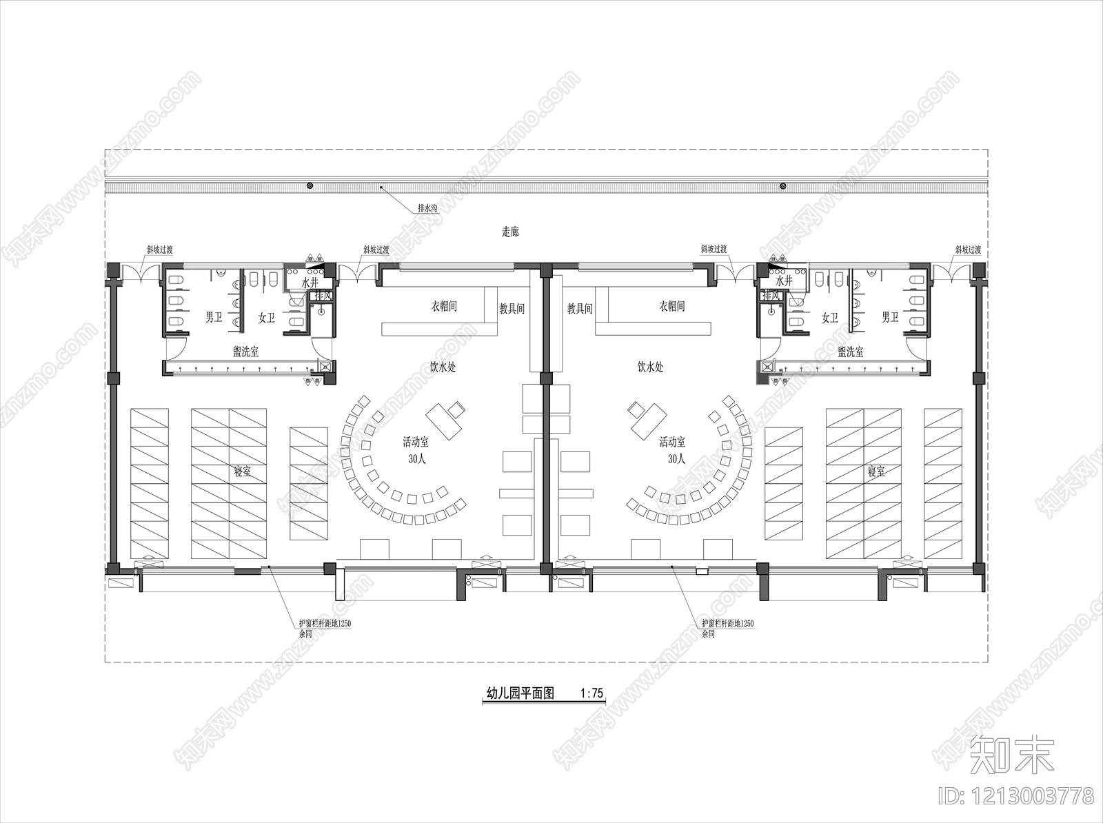 现代幼儿园施工图下载【ID:1213003778】