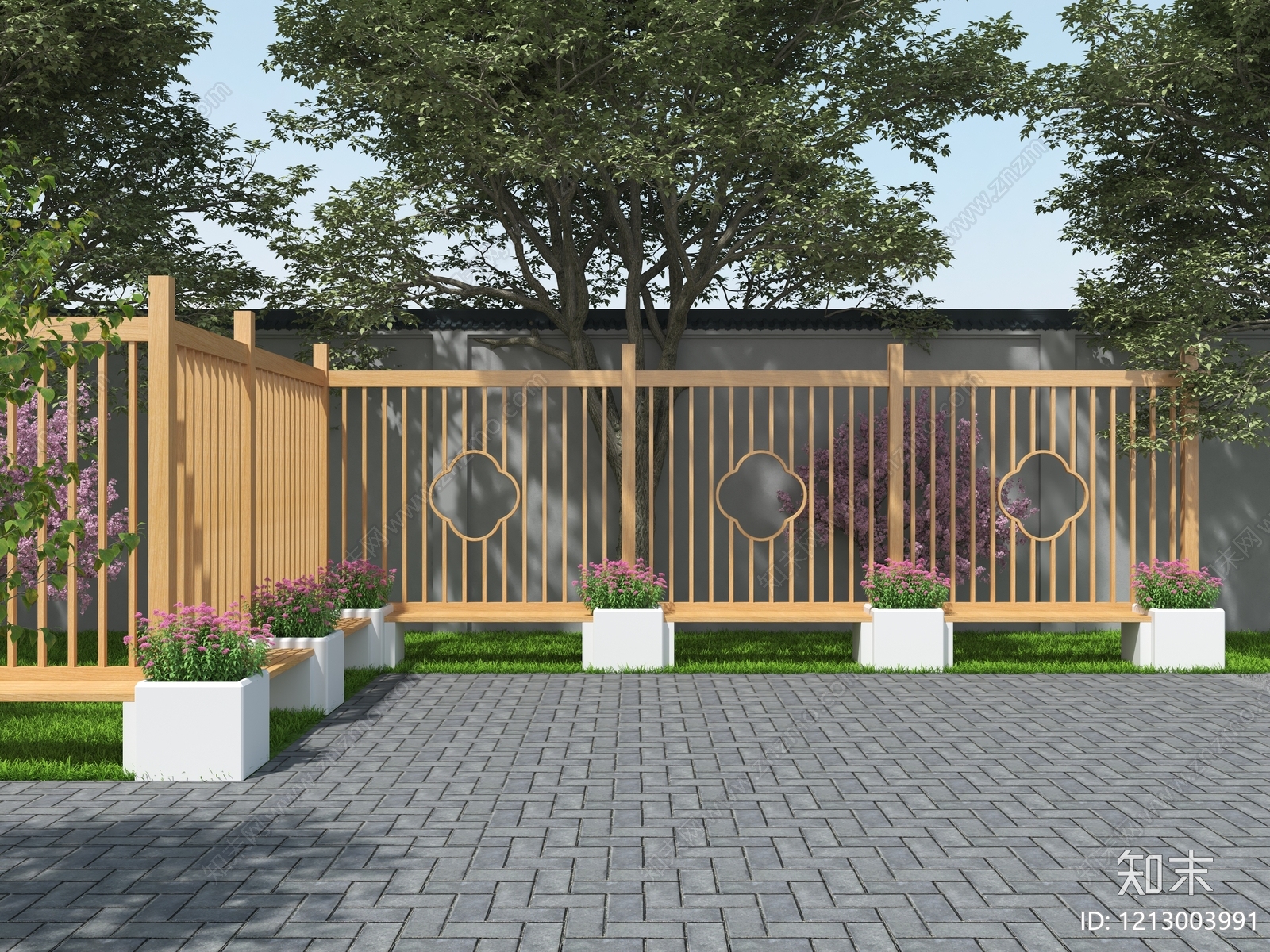 新中式景观围栏3D模型下载【ID:1213003991】
