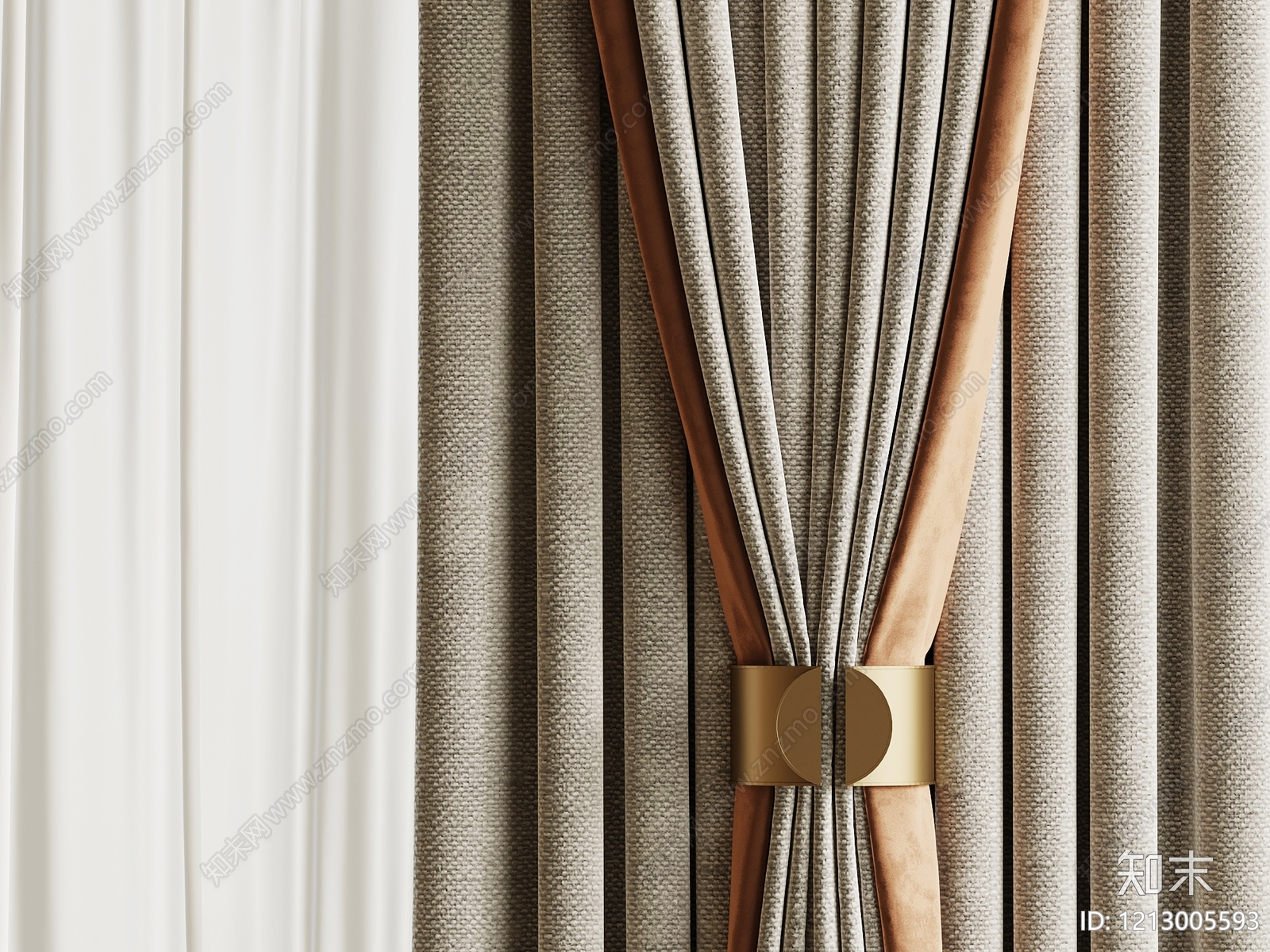 奶油风窗帘SU模型下载【ID:1213005593】