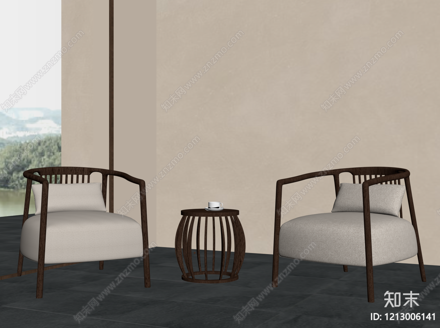 新中式单人沙发SU模型下载【ID:1213006141】