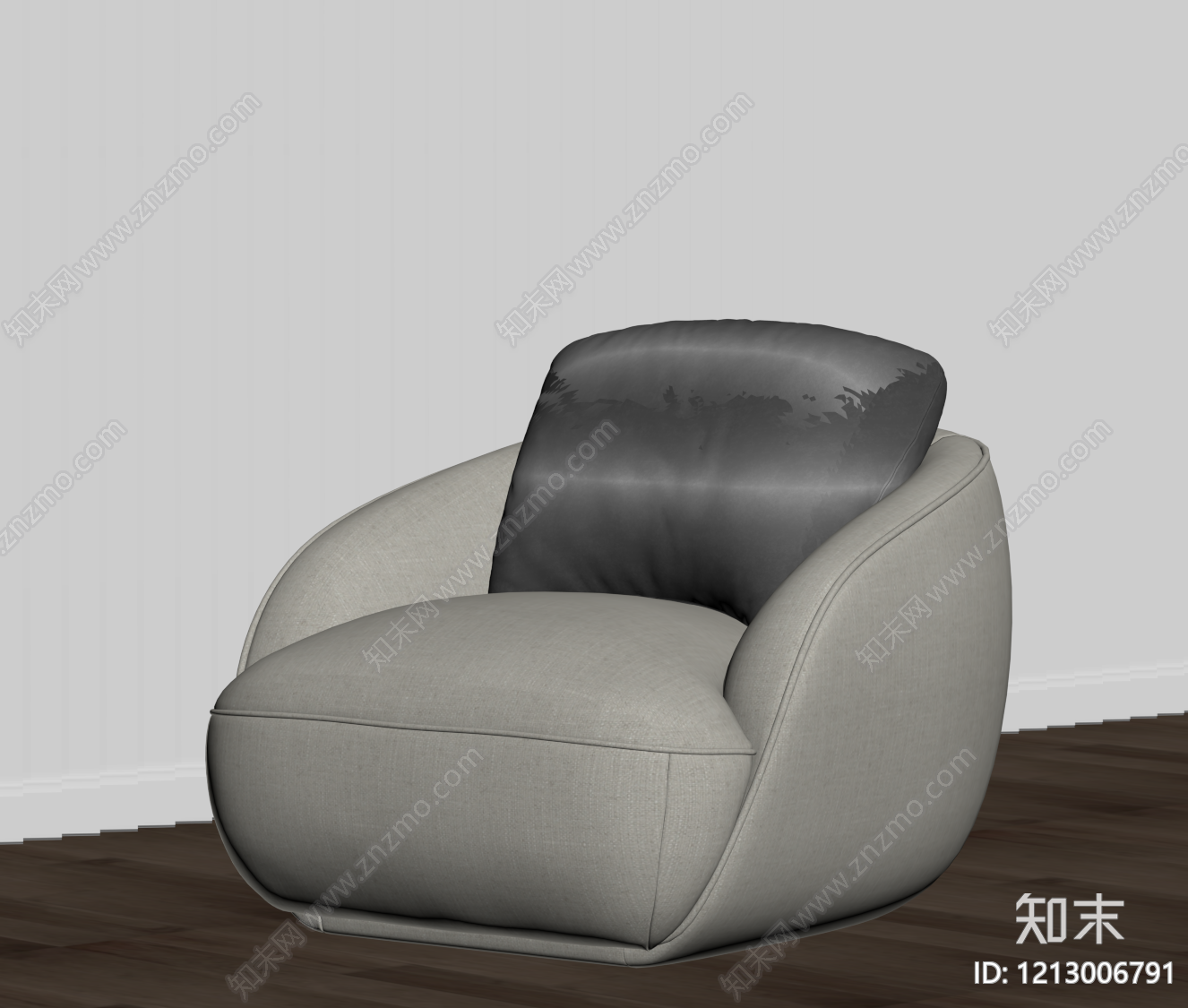 现代简约单人沙发SU模型下载【ID:1213006791】