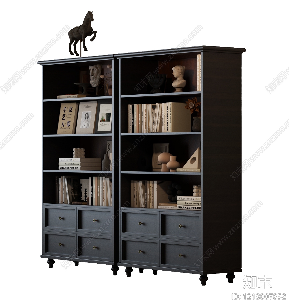 中古风书柜SU模型下载【ID:1213007852】