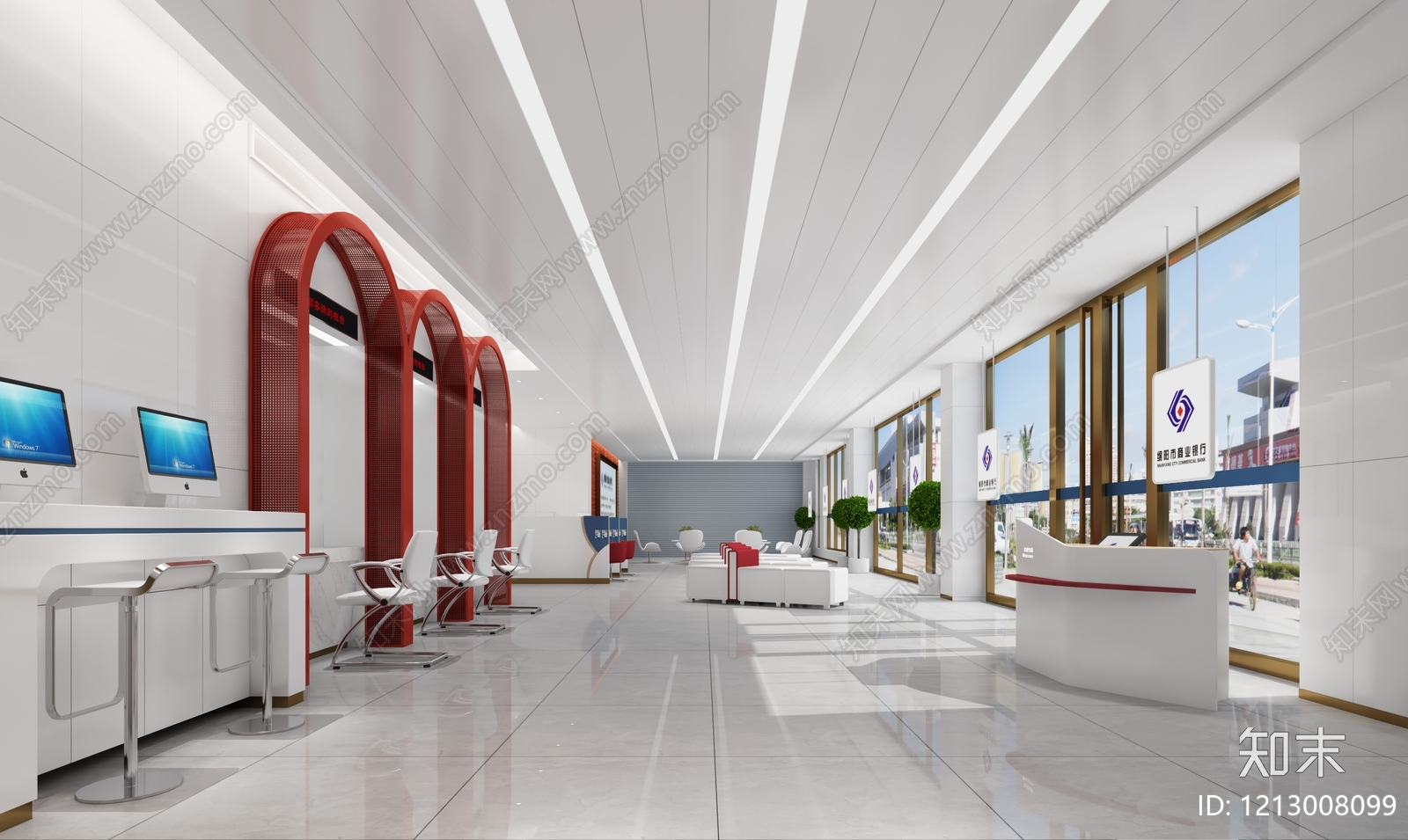 现代简约银行3D模型下载【ID:1213008099】