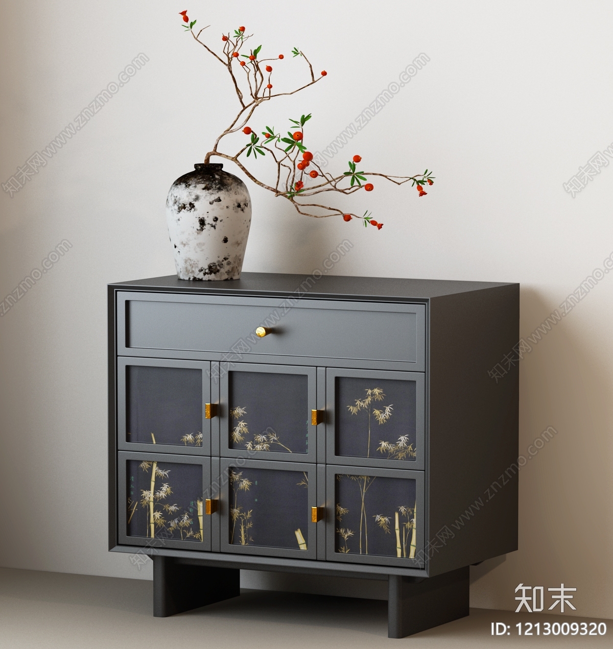 新中式餐边柜SU模型下载【ID:1213009320】