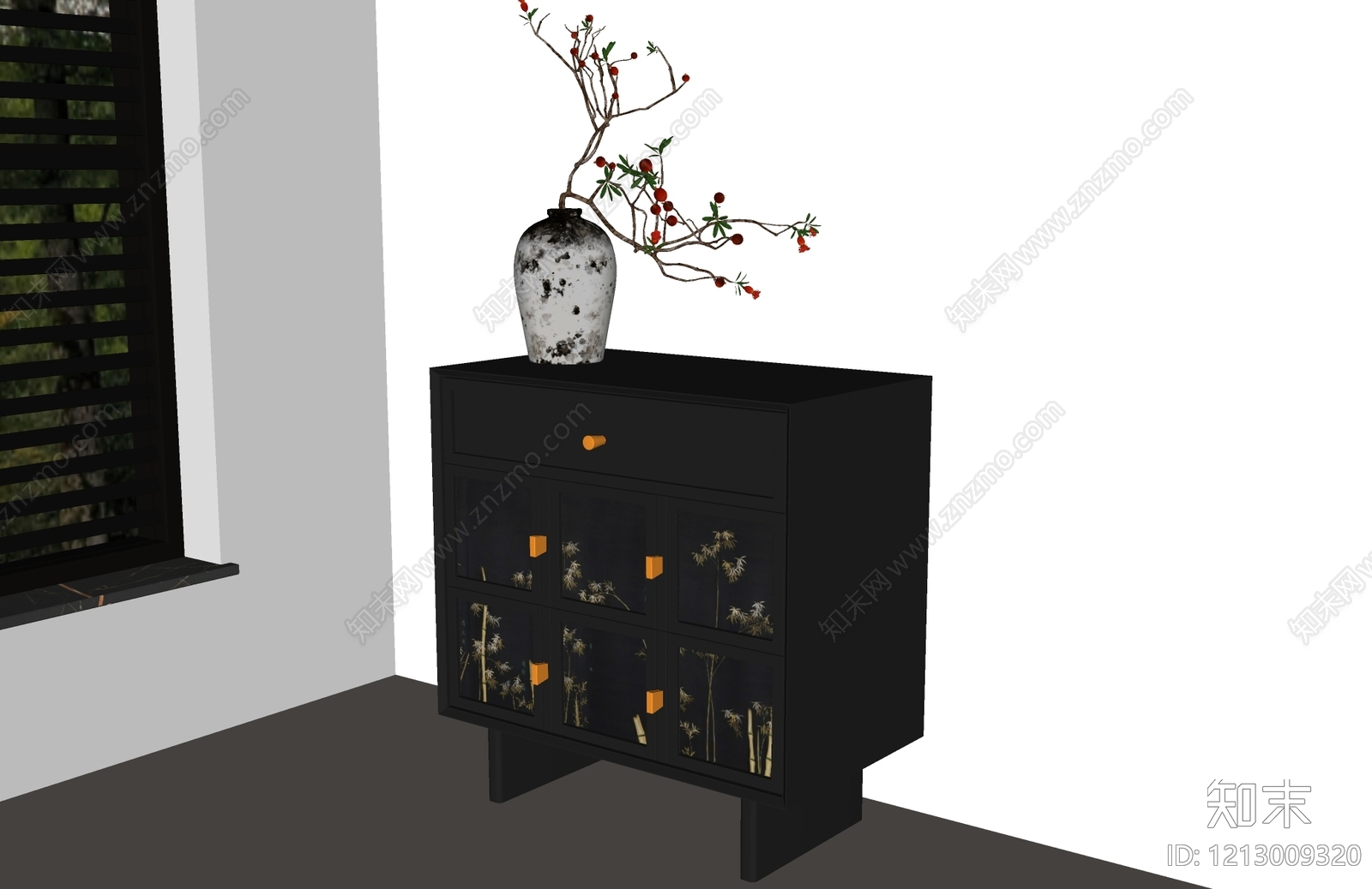 新中式餐边柜SU模型下载【ID:1213009320】