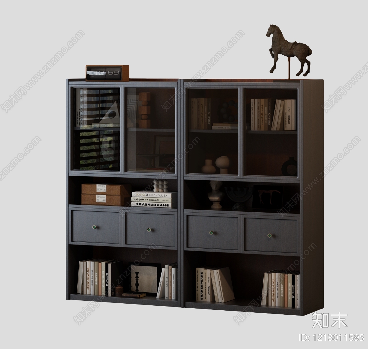 中古风书柜SU模型下载【ID:1213011595】