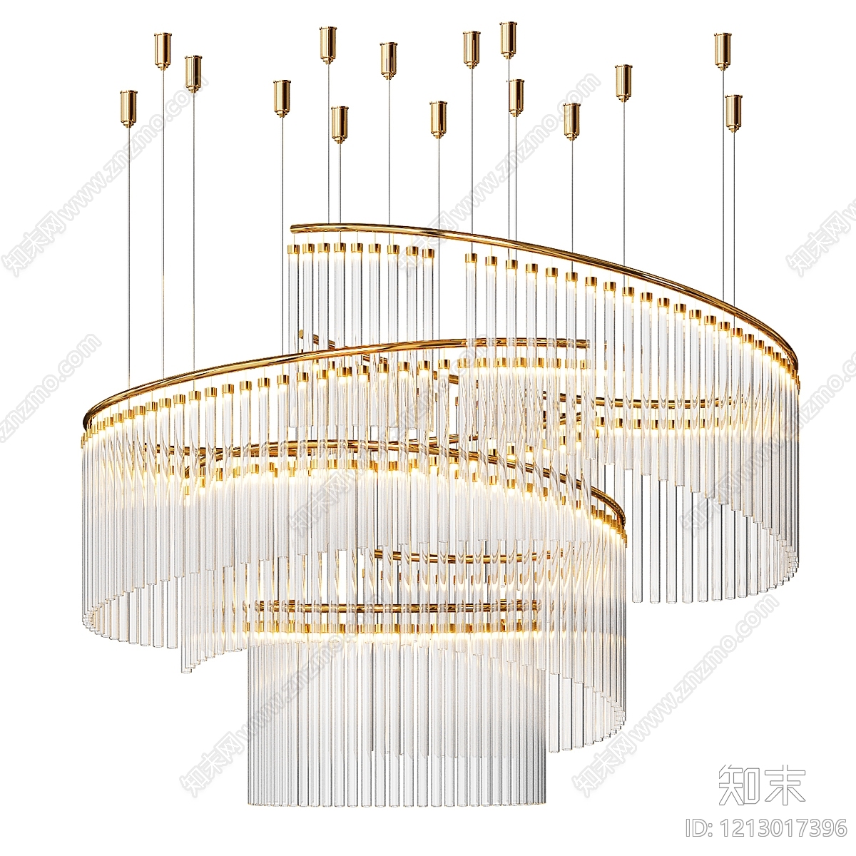 现代轻奢楼梯吊灯3D模型下载【ID:1213017396】