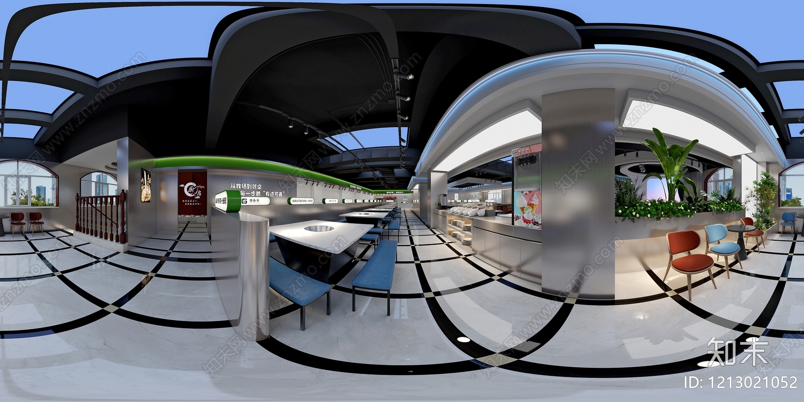 现代简约火锅店3D模型下载【ID:1213021052】