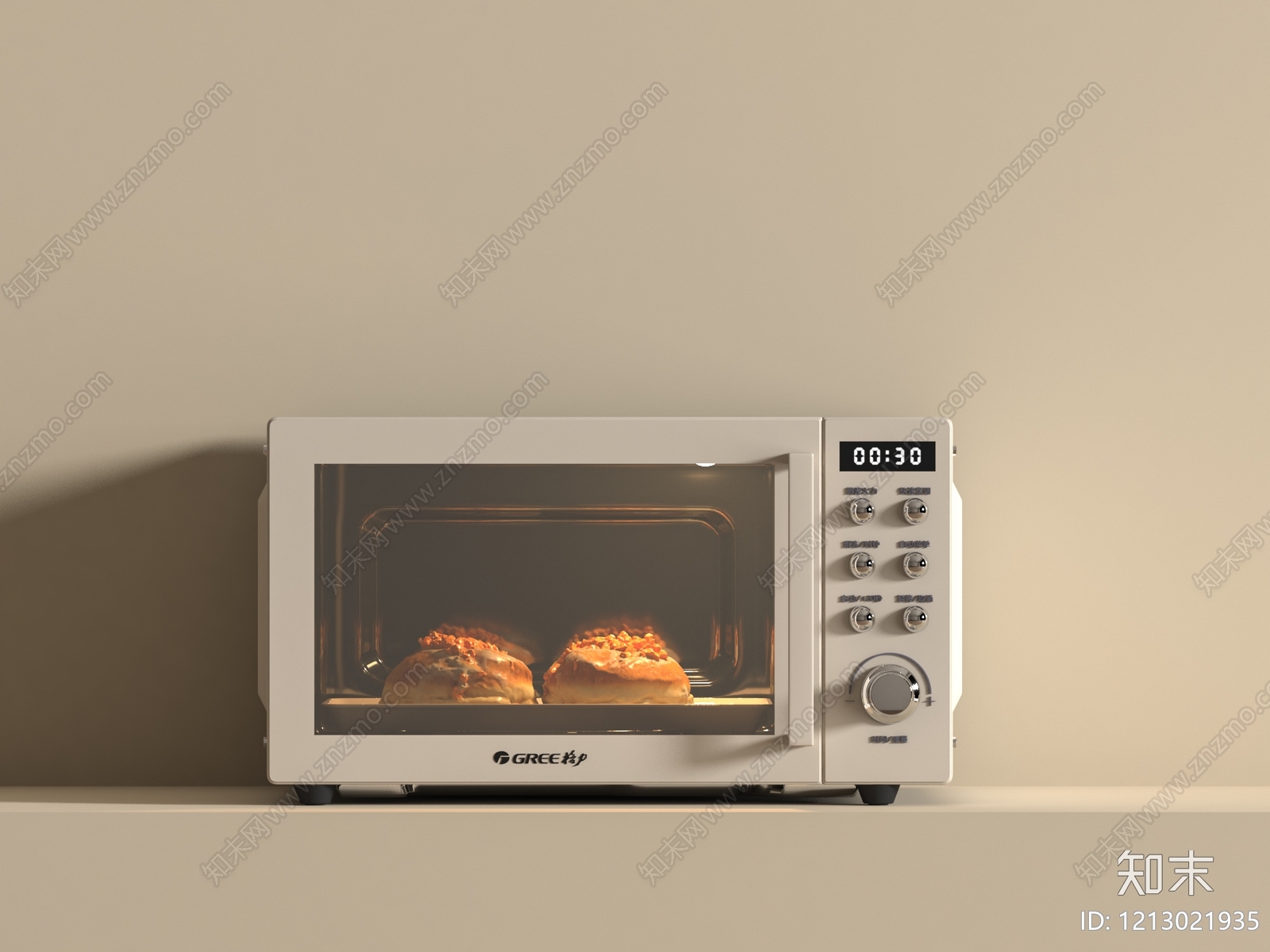 奶油风微波炉SU模型下载【ID:1213021935】