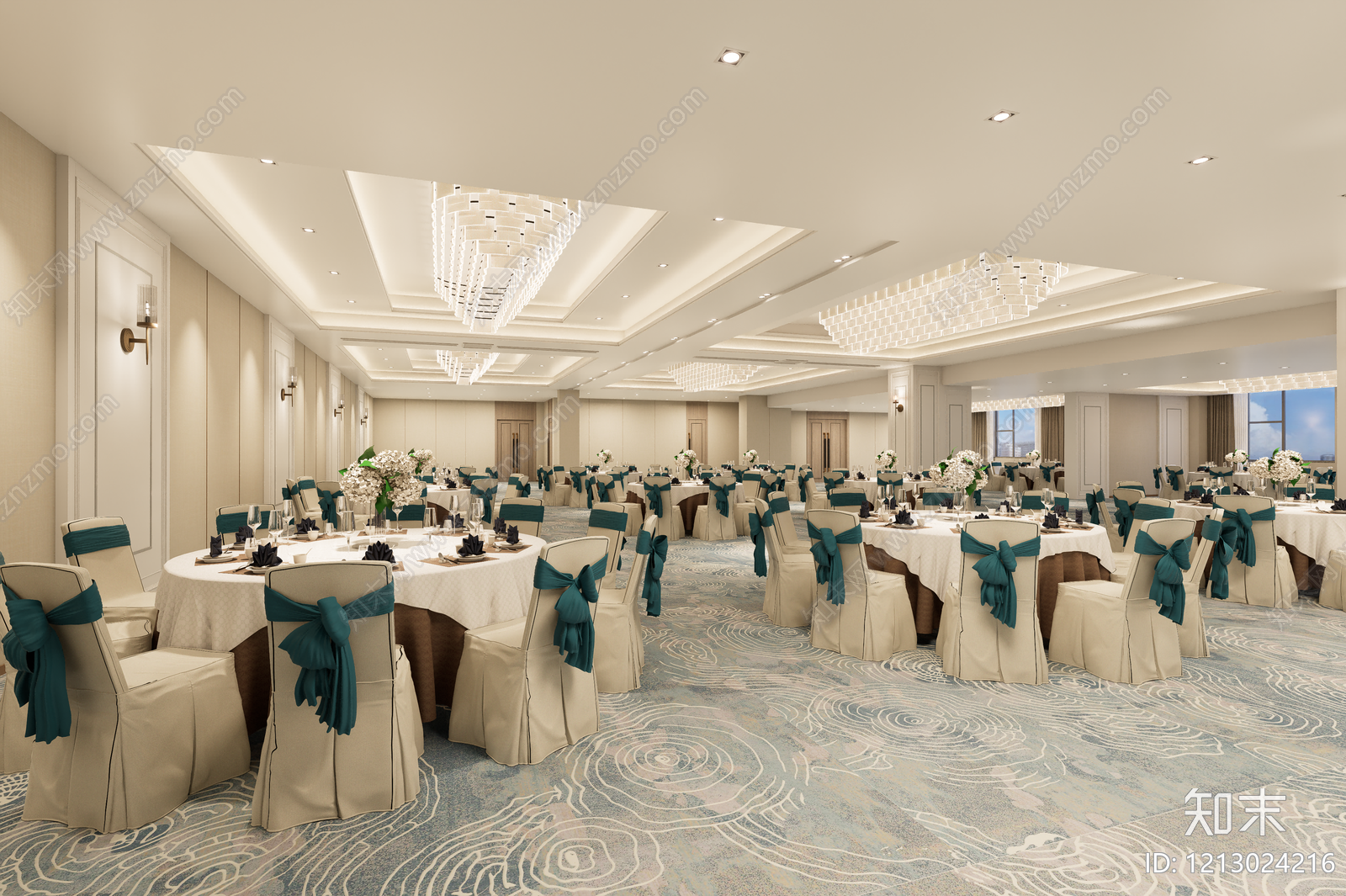 现代轻奢宴会厅SU模型下载【ID:1213024216】