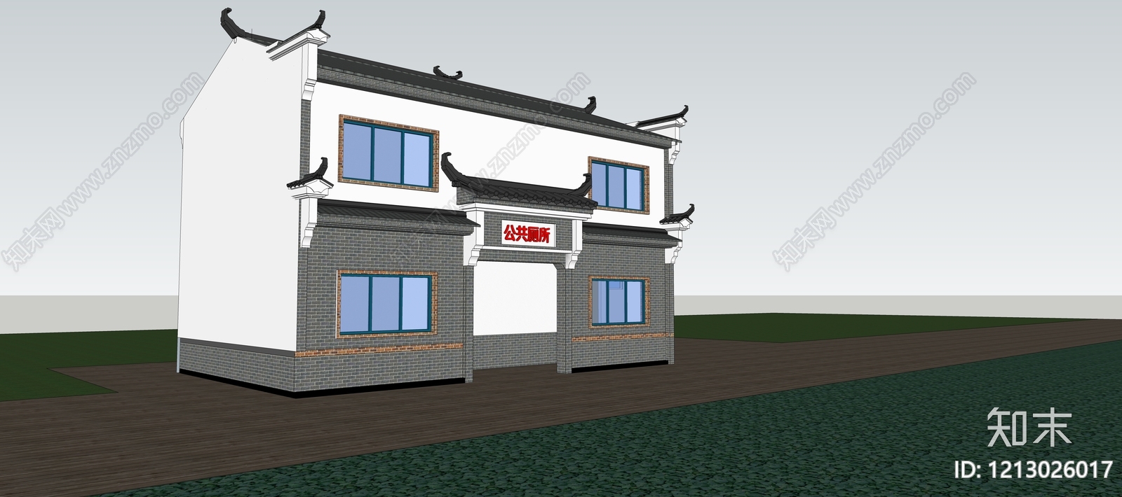 新中式小公建SU模型下载【ID:1213026017】