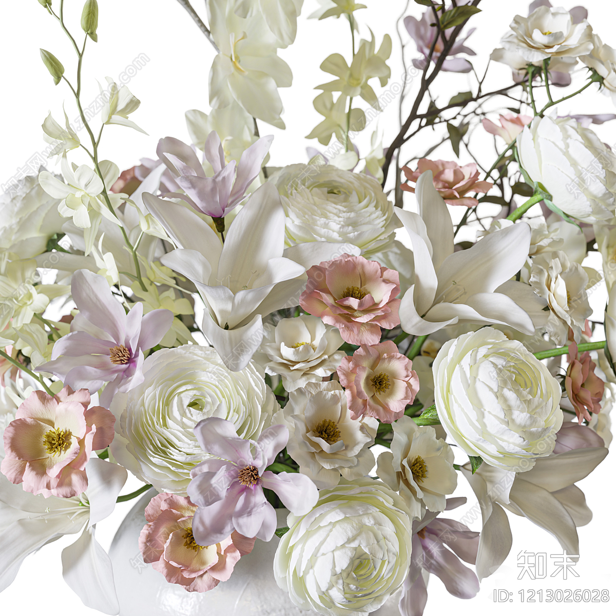 奶油风花艺3D模型下载【ID:1213026028】