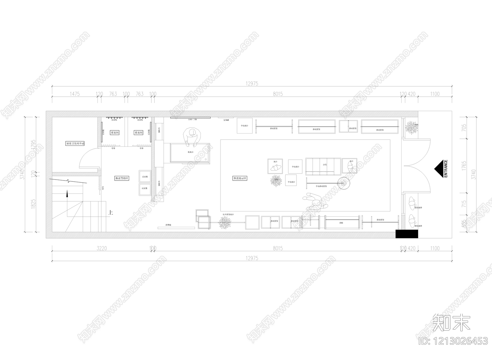 现代服装店cad施工图下载【ID:1213026453】