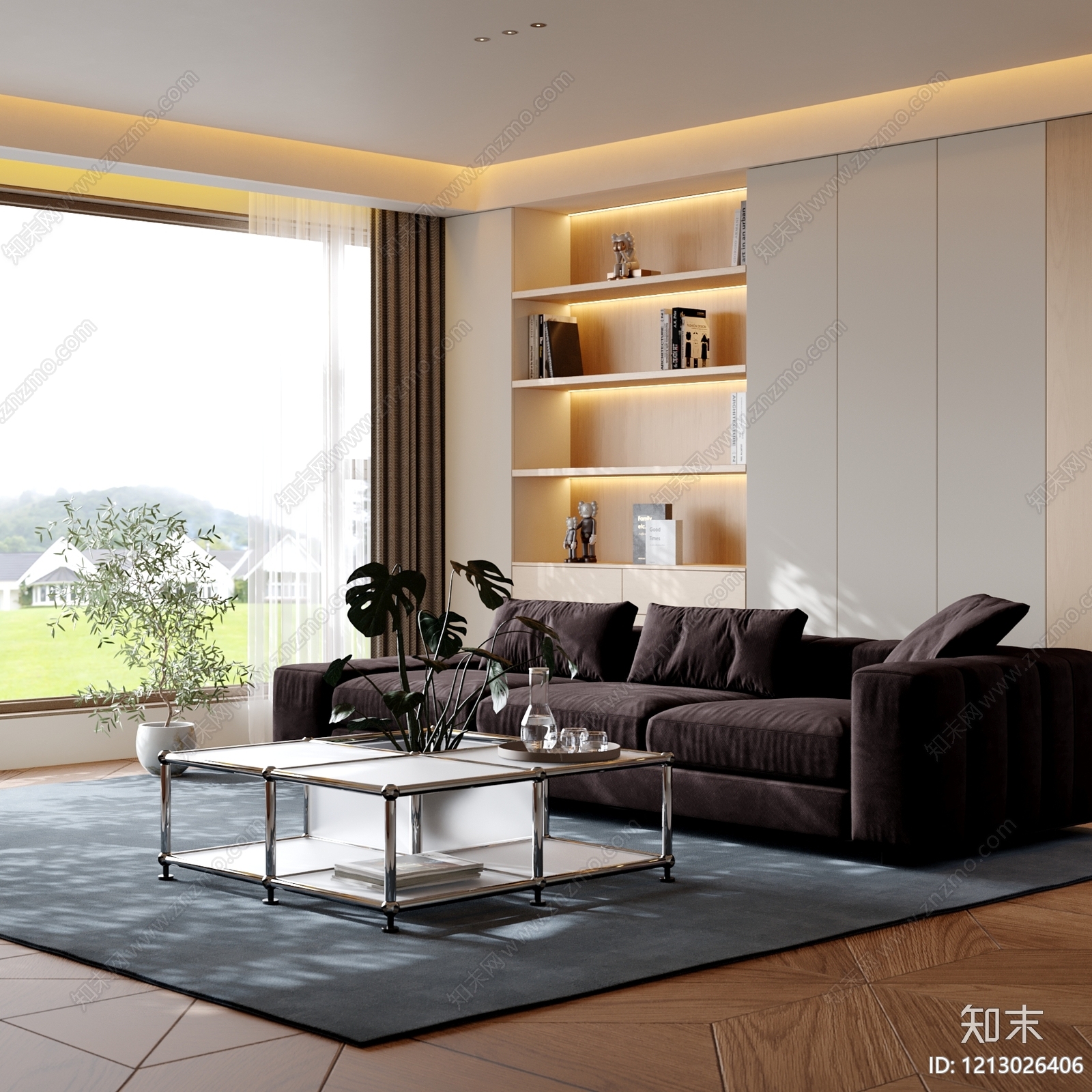 现代简约家居客厅3D模型下载【ID:1213026406】