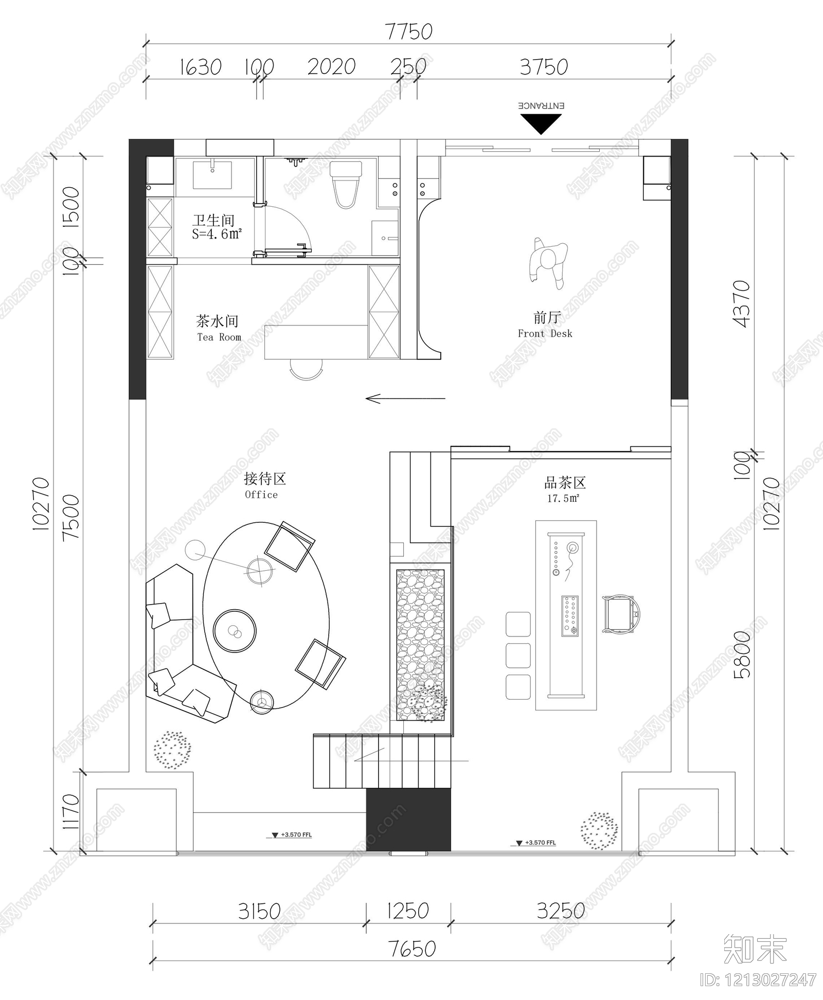 现代接待室cad施工图下载【ID:1213027247】