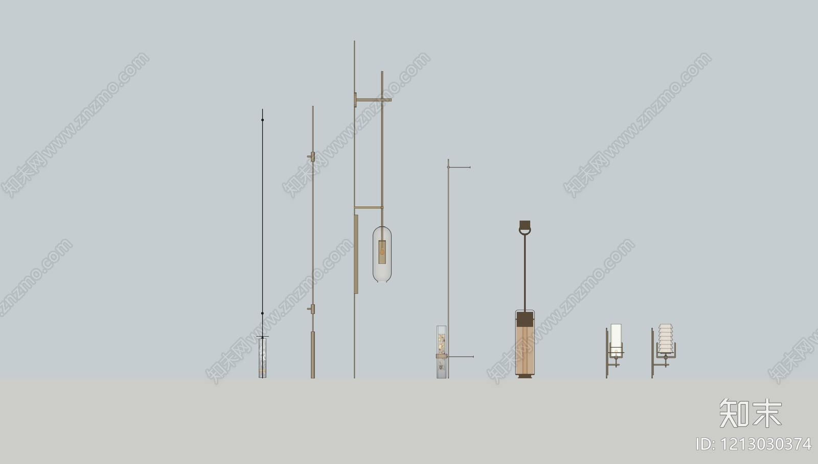 极简灯具组合SU模型下载【ID:1213030374】