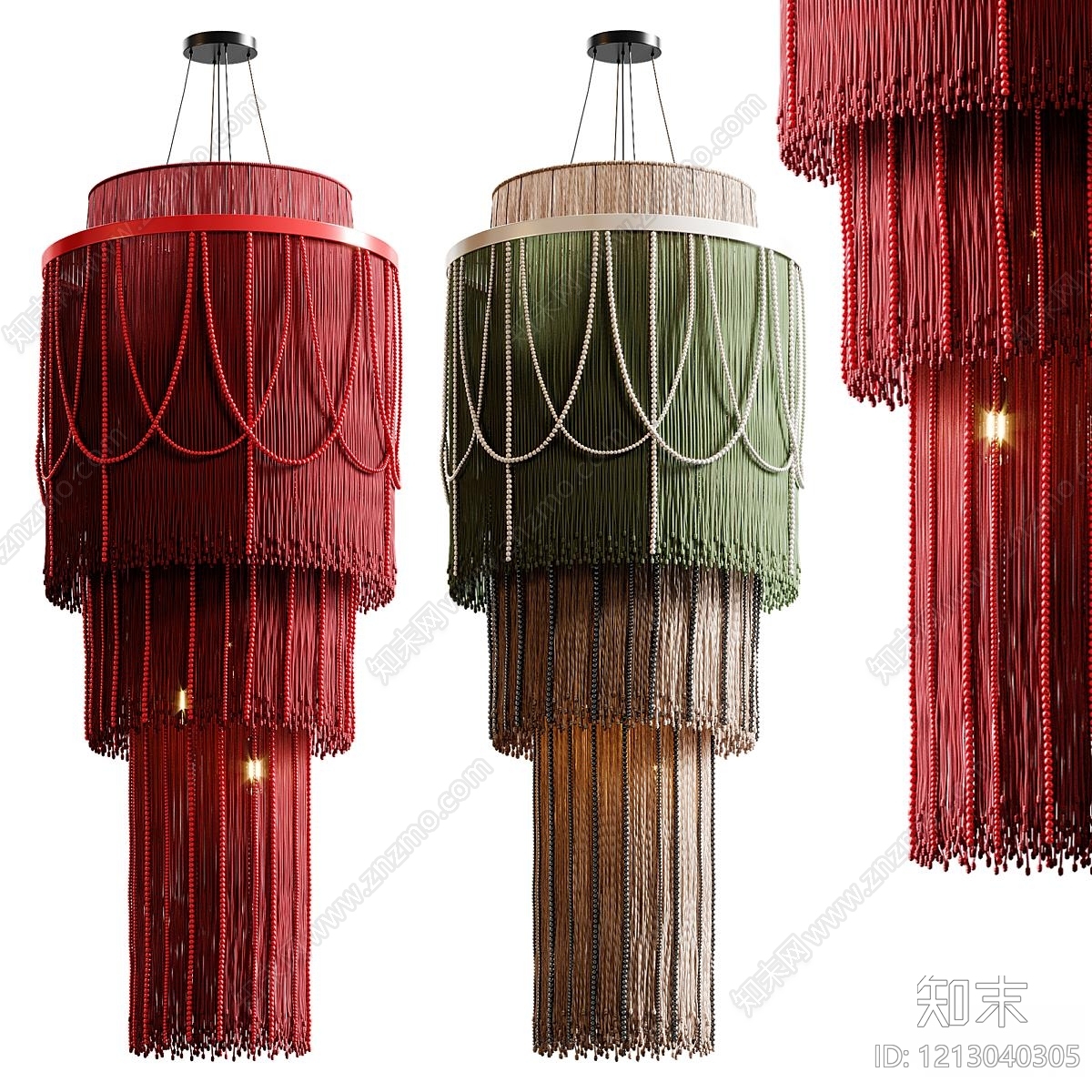 复古流苏风艺术吊灯3D模型下载【ID:1213040305】