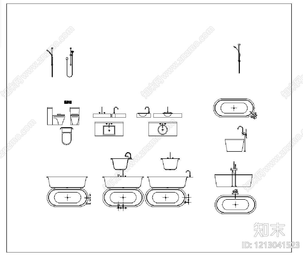 现代简约卫浴设施cad施工图下载【ID:1213041523】