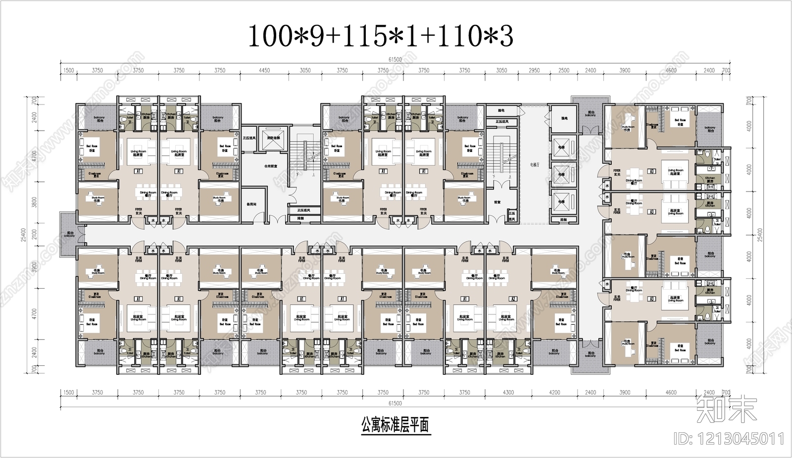 公寓建筑cad施工图下载【ID:1213045011】