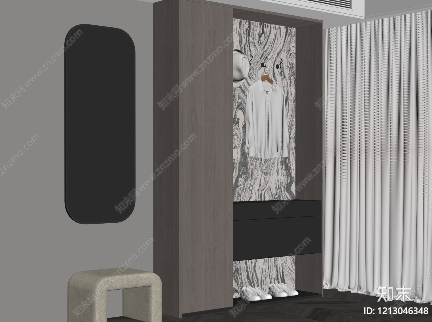 现代简约玄关柜SU模型下载【ID:1213046348】