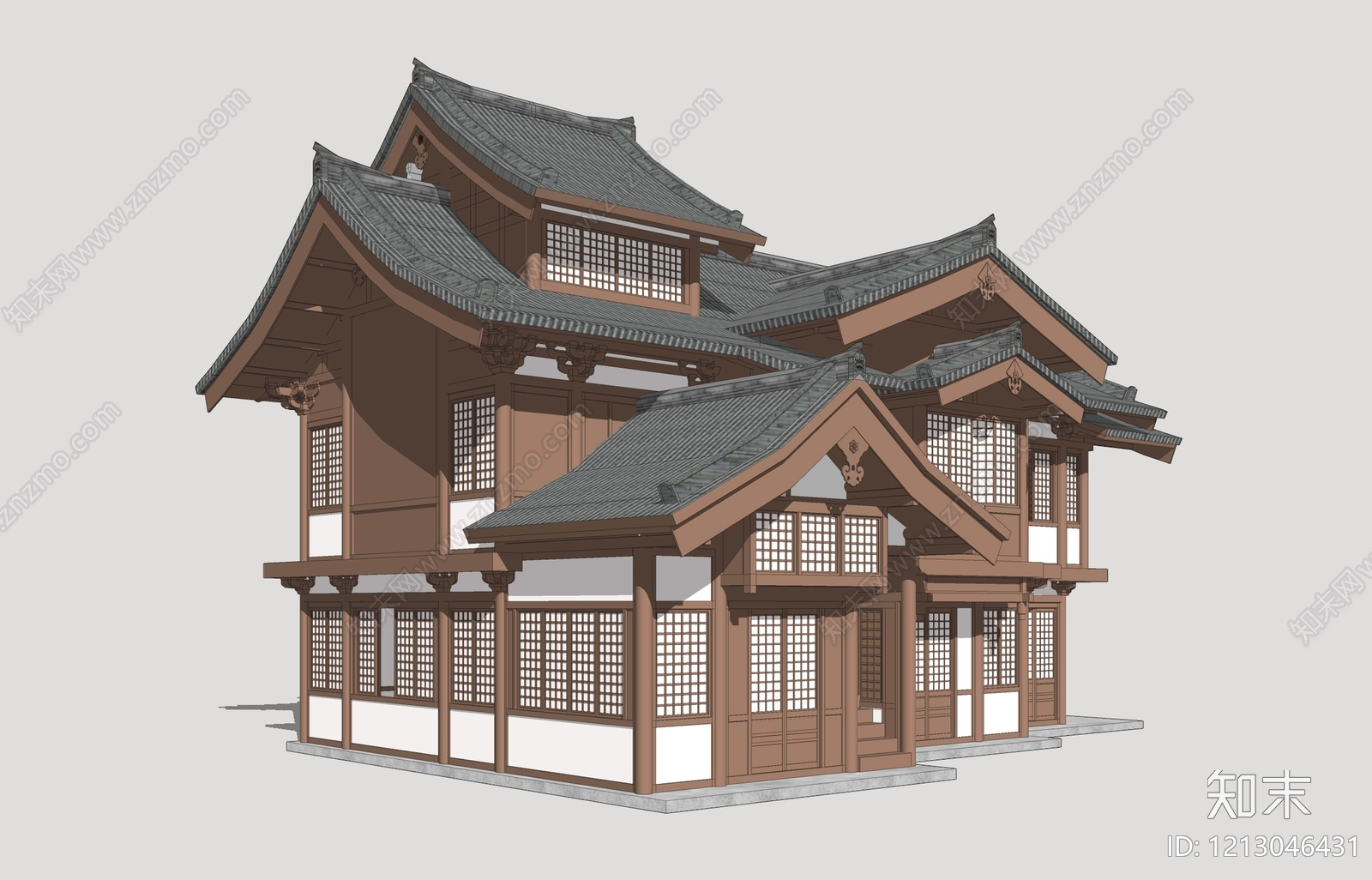 中式古建筑SU模型下载【ID:1213046431】