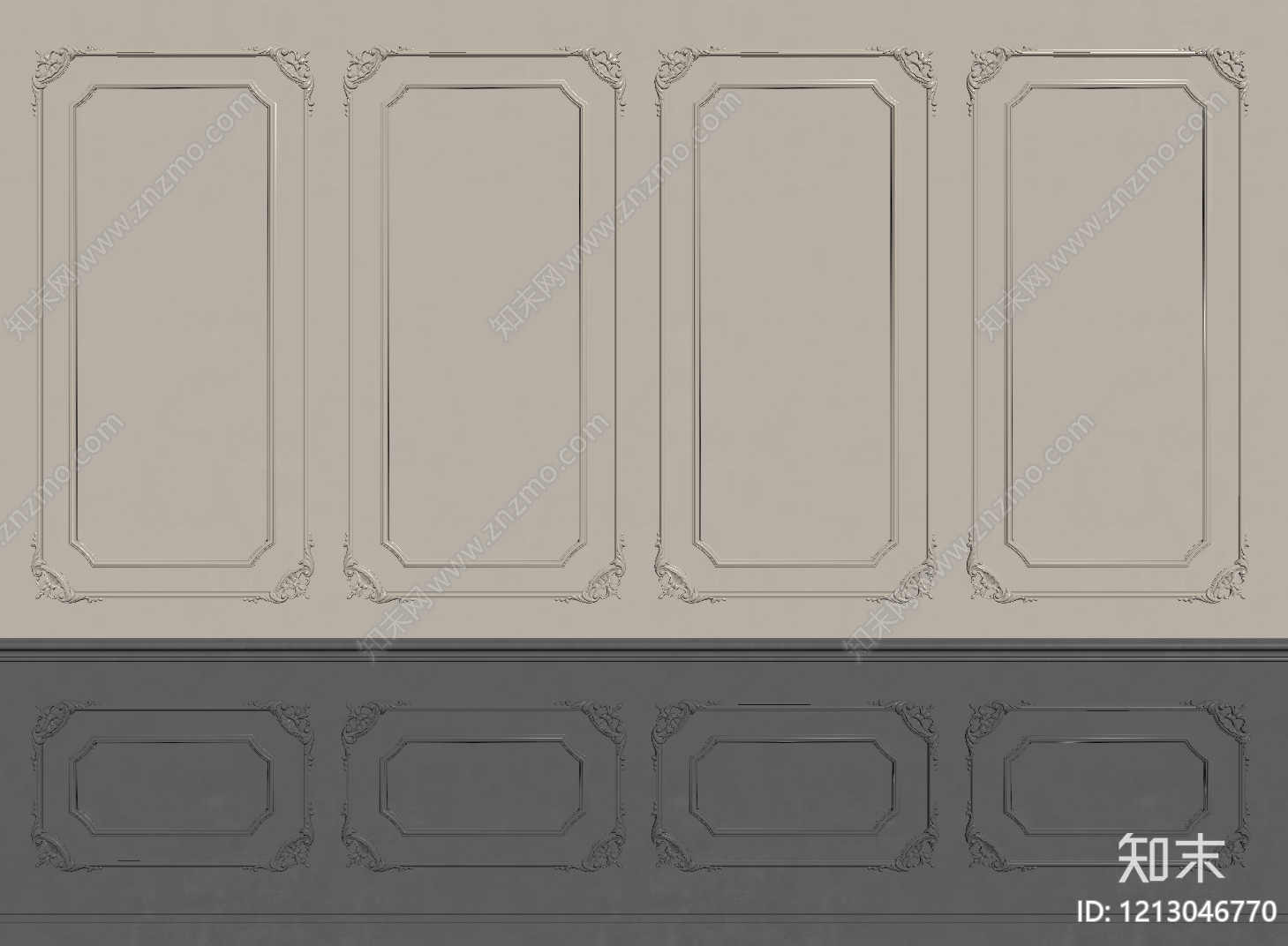 法式护墙板SU模型下载【ID:1213046770】