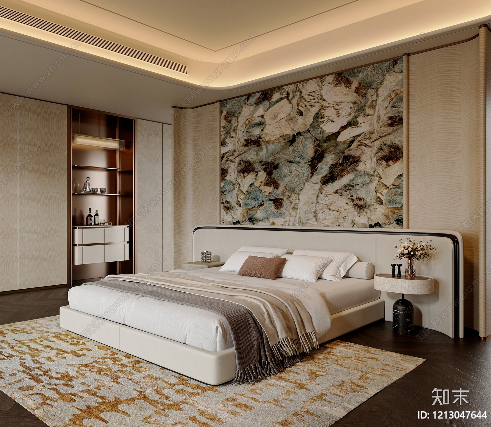 轻奢家居卧室SU模型下载【ID:1213047644】