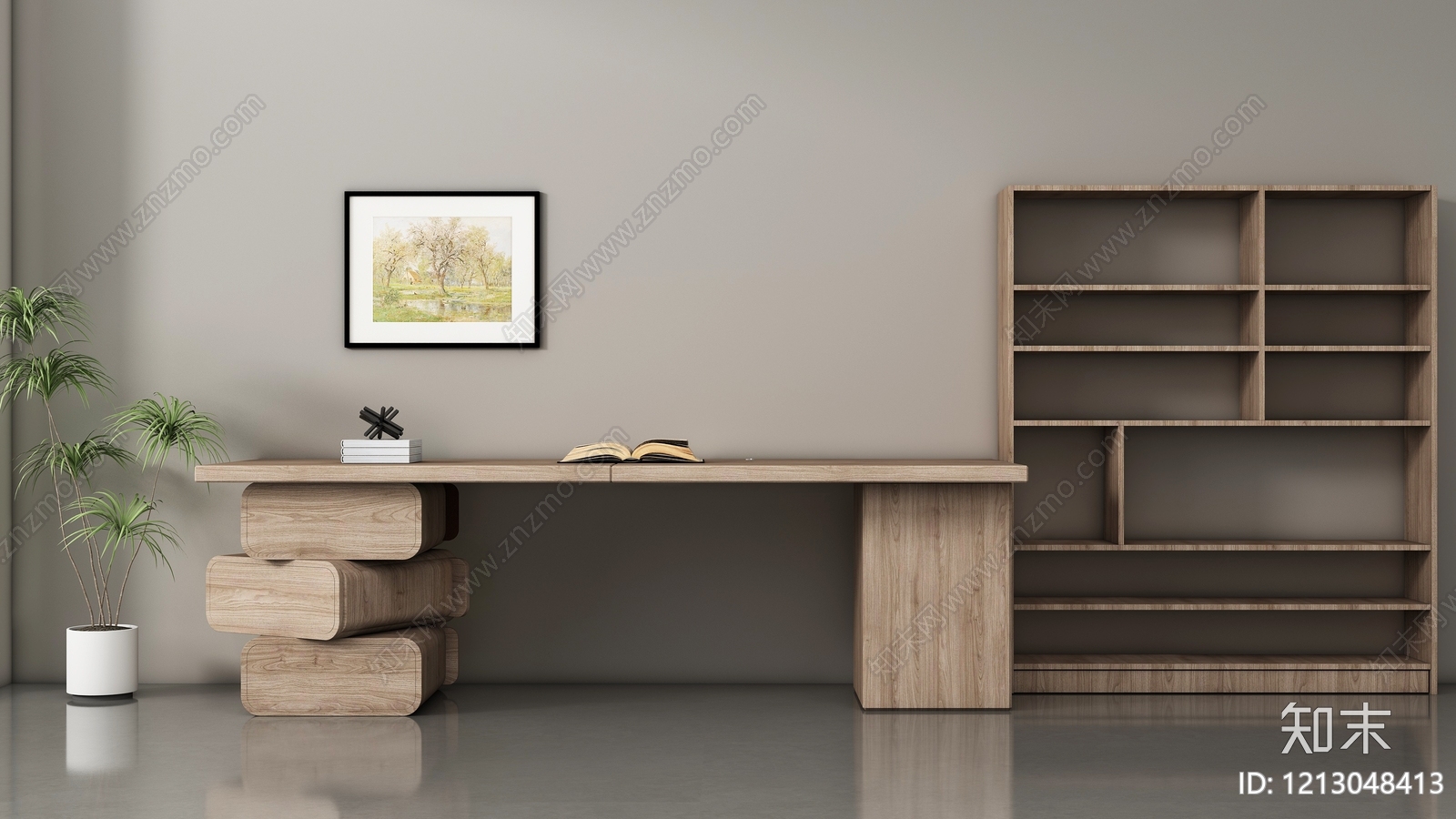 原木书架SU模型下载【ID:1213048413】