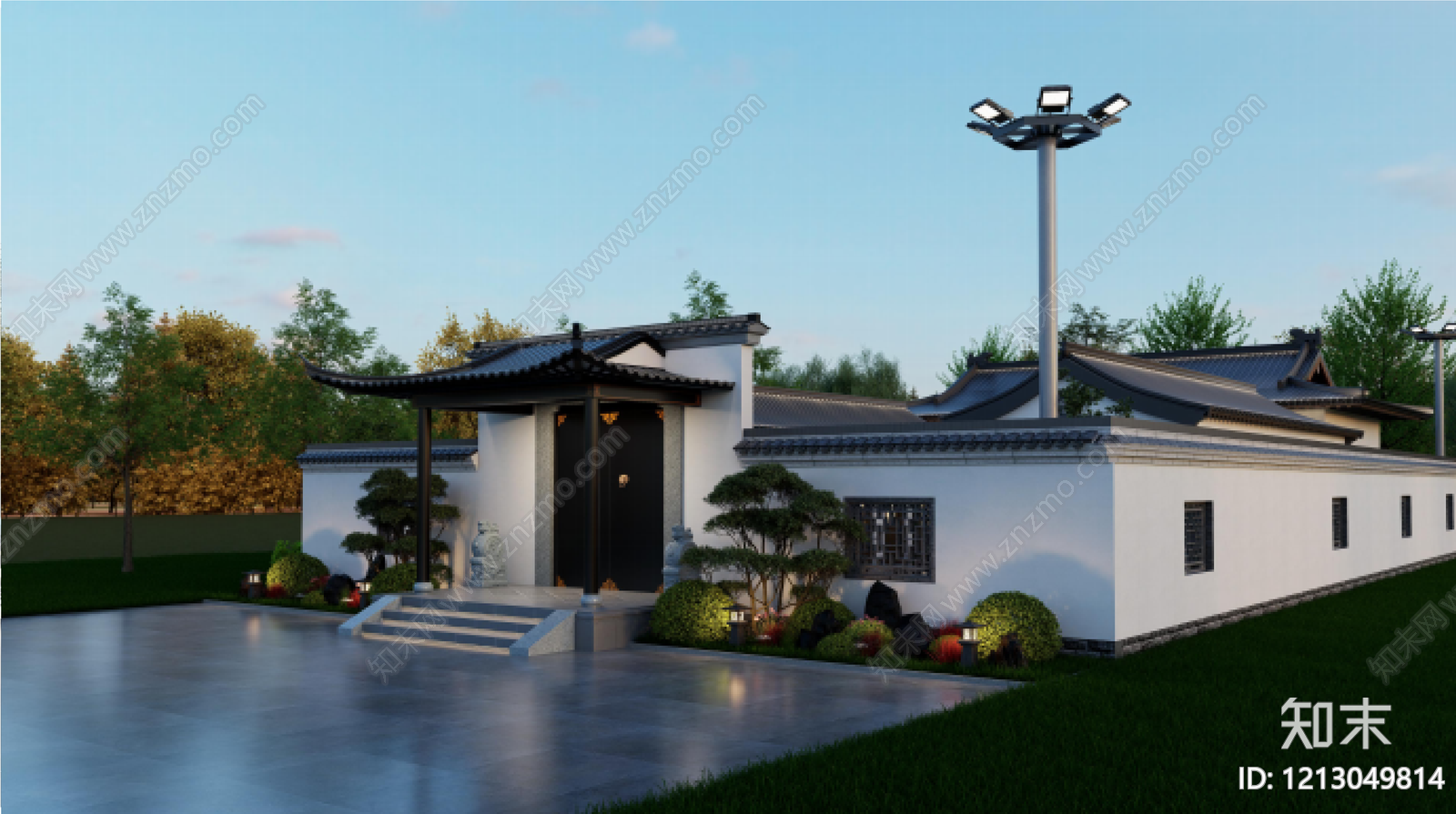 新中式四合院SU模型下载【ID:1213049814】