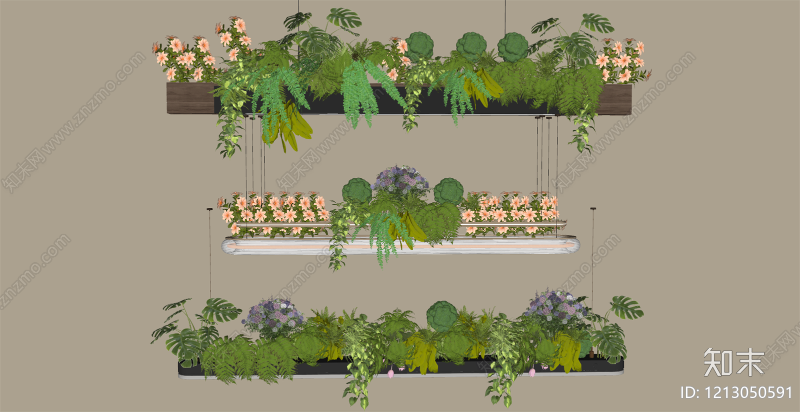 现代简约植物组合SU模型下载【ID:1213050591】