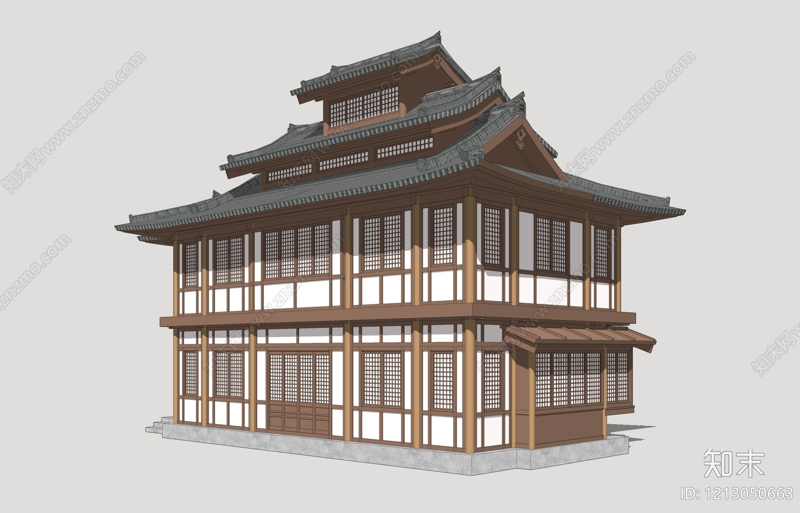 中式古建筑SU模型下载【ID:1213050663】