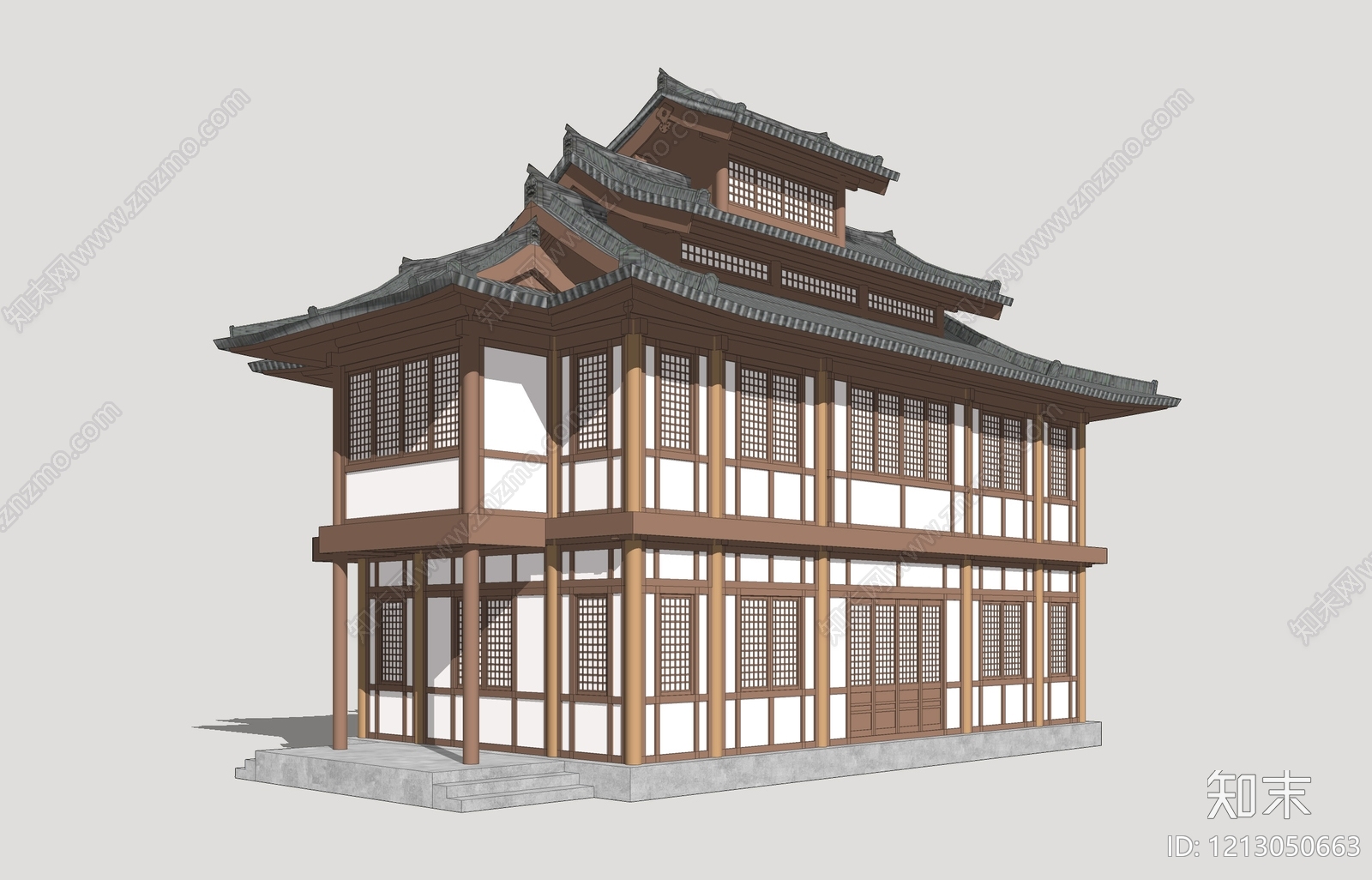 中式古建筑SU模型下载【ID:1213050663】