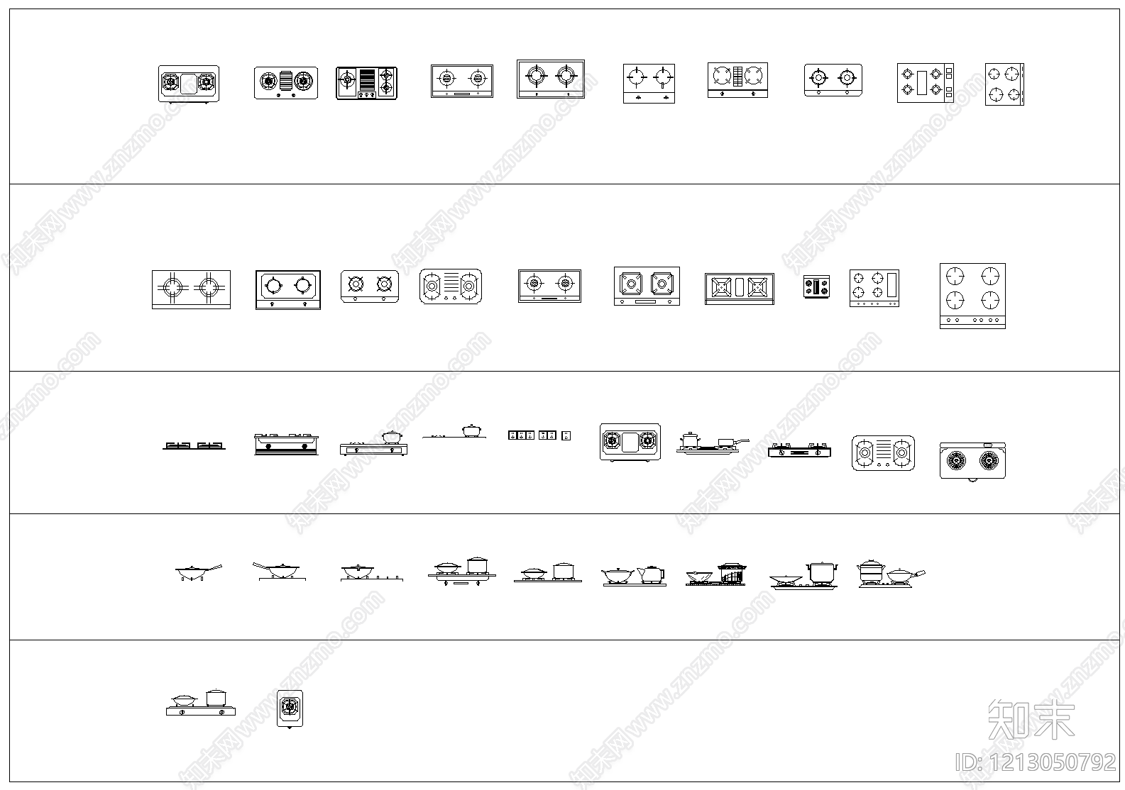 现代简约厨房设施施工图下载【ID:1213050792】