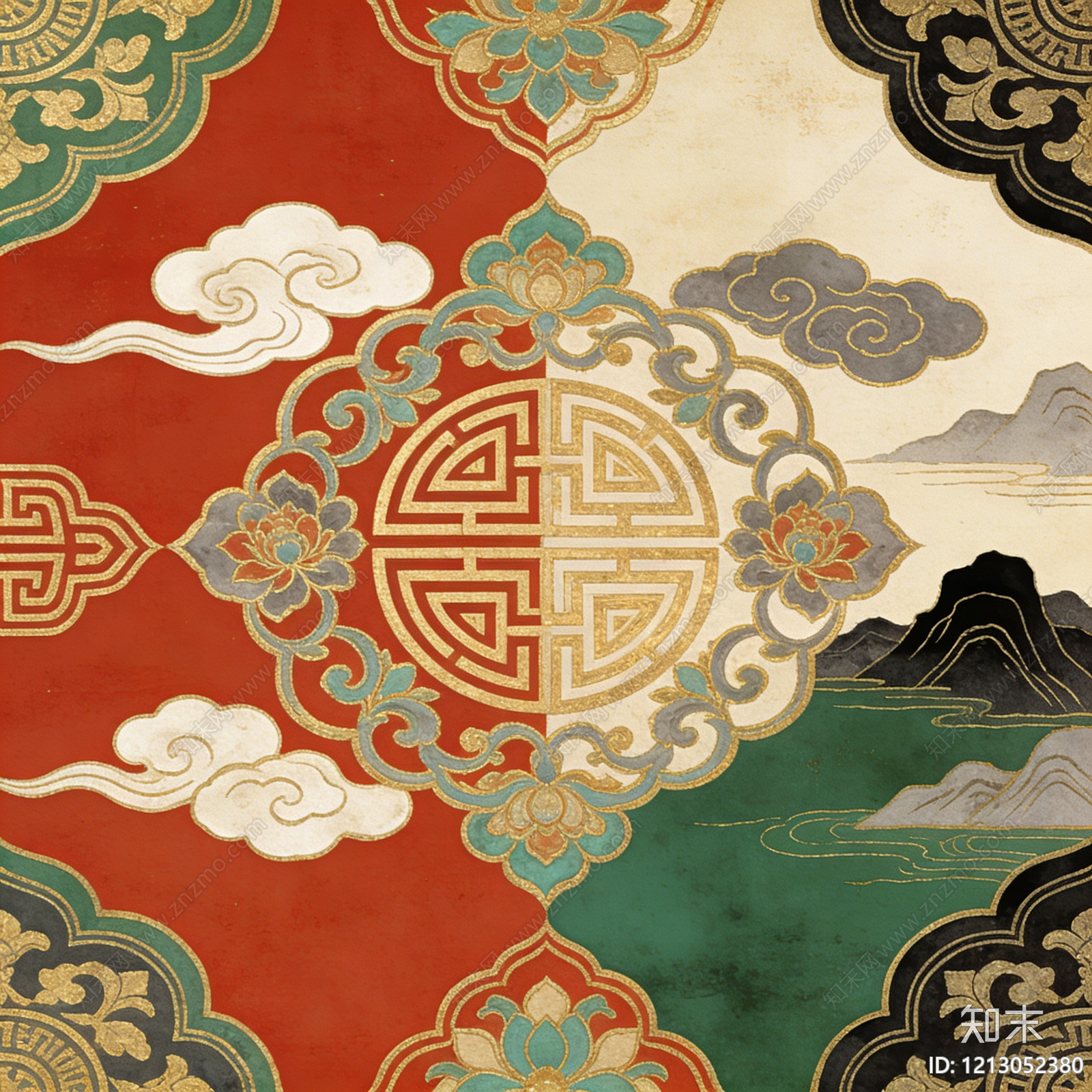 新中式中式传统纹样贴图下载【ID:1213052380】